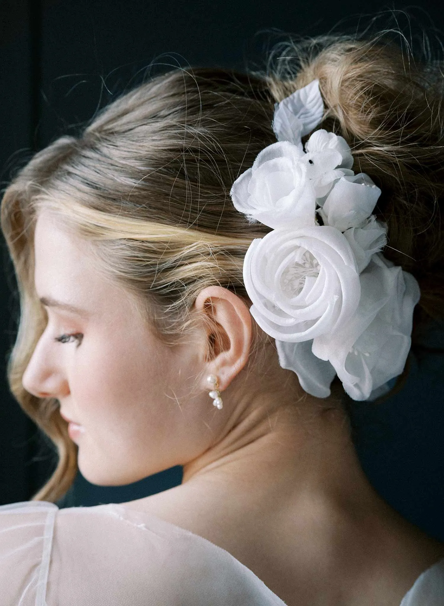 Handmade silk rosette flower comb - Style #2553