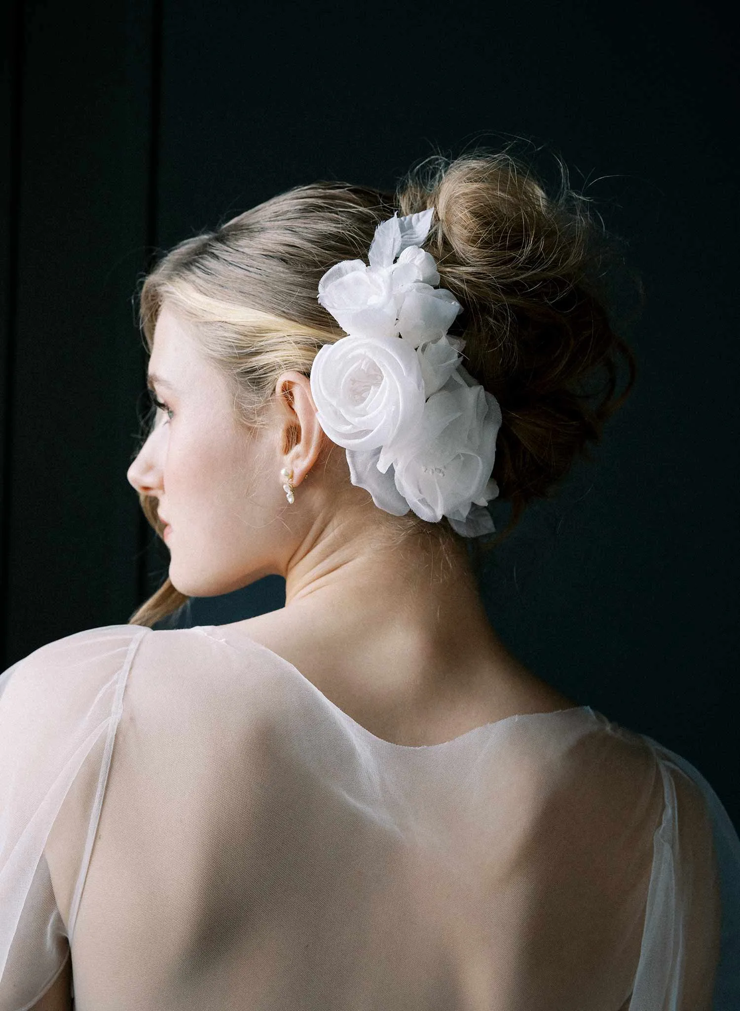 Handmade silk rosette flower comb - Style #2553