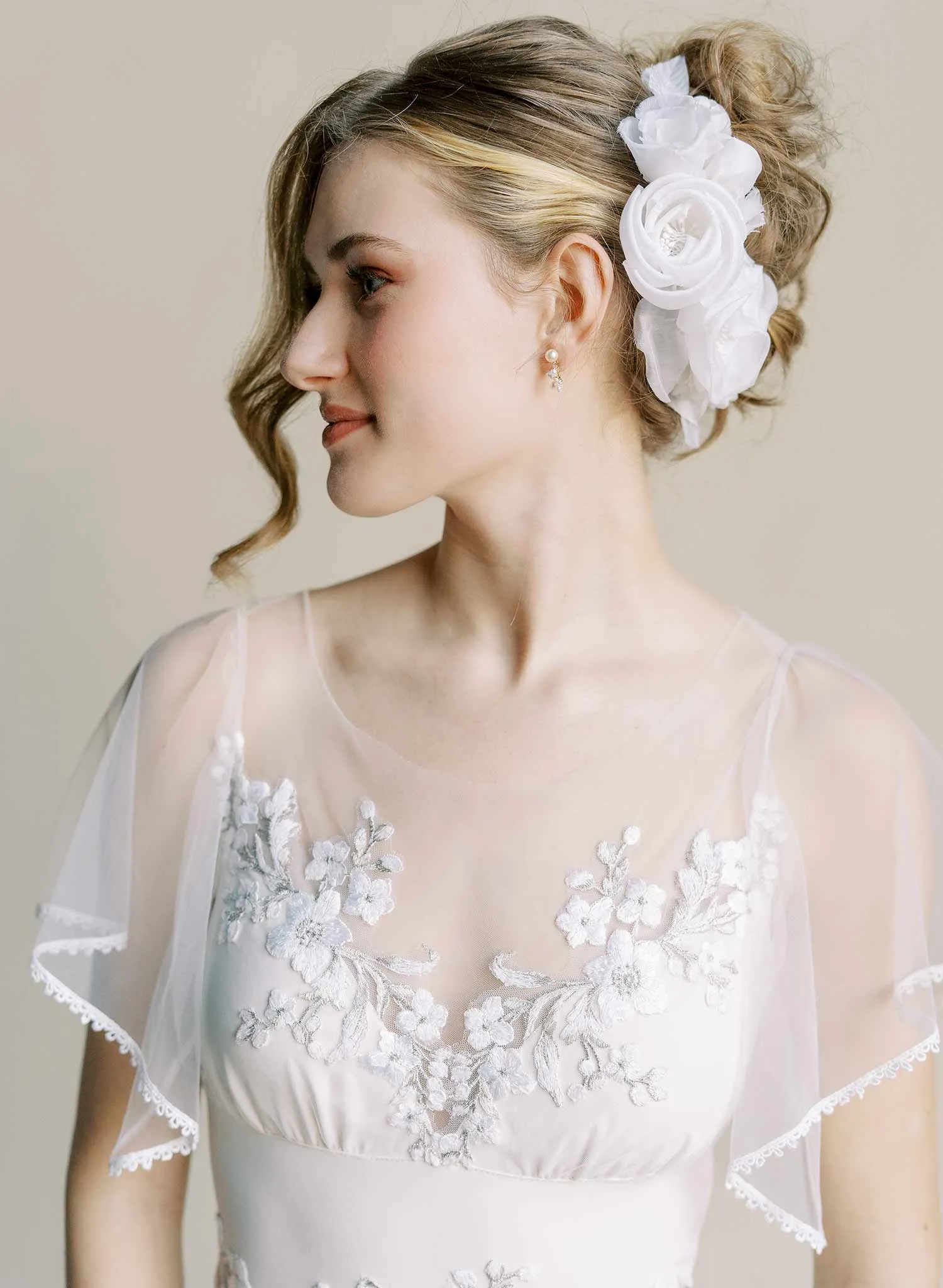 Handmade silk rosette flower comb - Style #2553