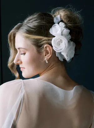 Handmade silk rosette flower comb - Style #2553