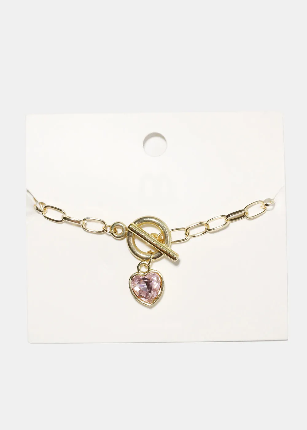Heart Charm Chain Link Bracelet
