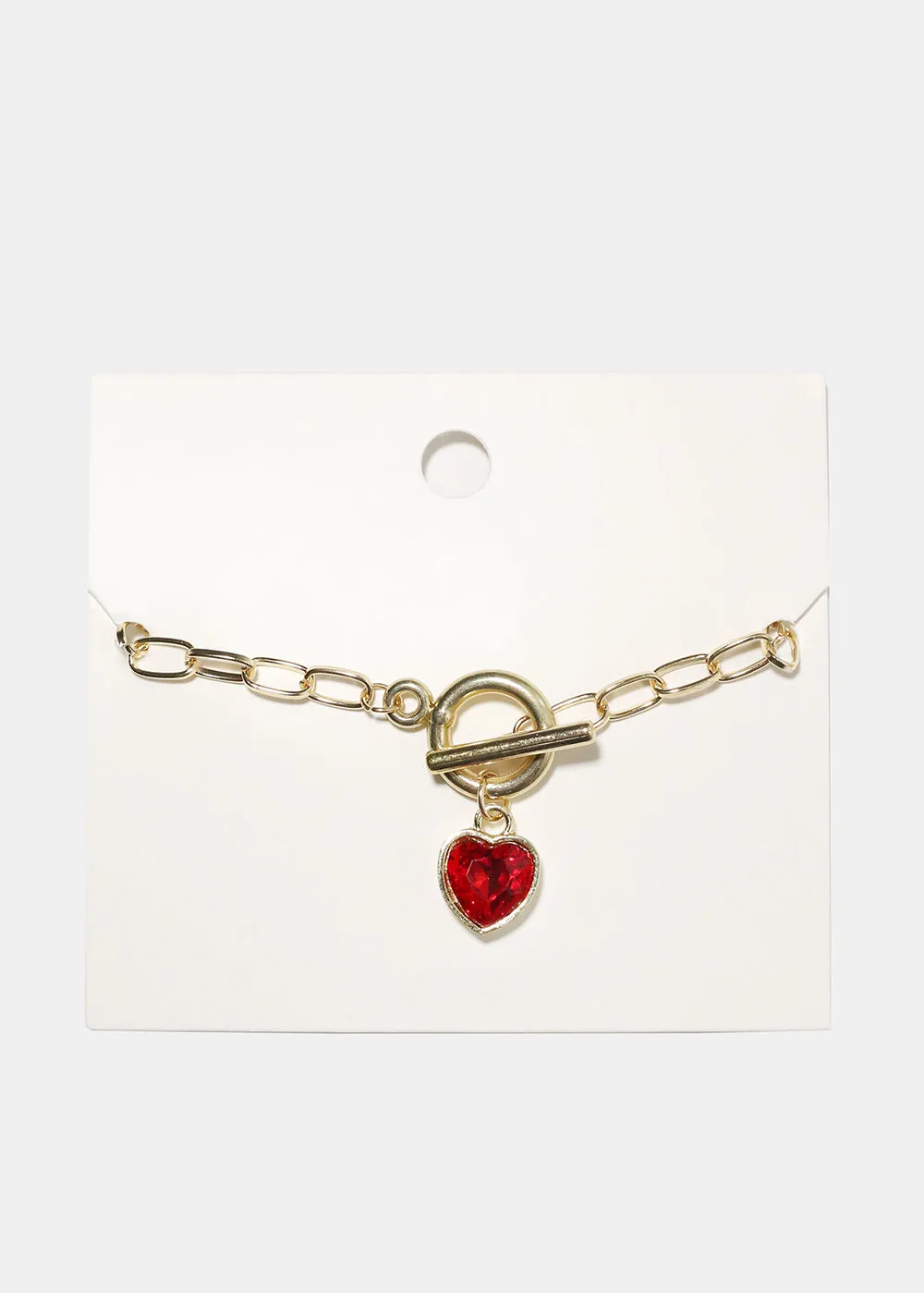 Heart Charm Chain Link Bracelet