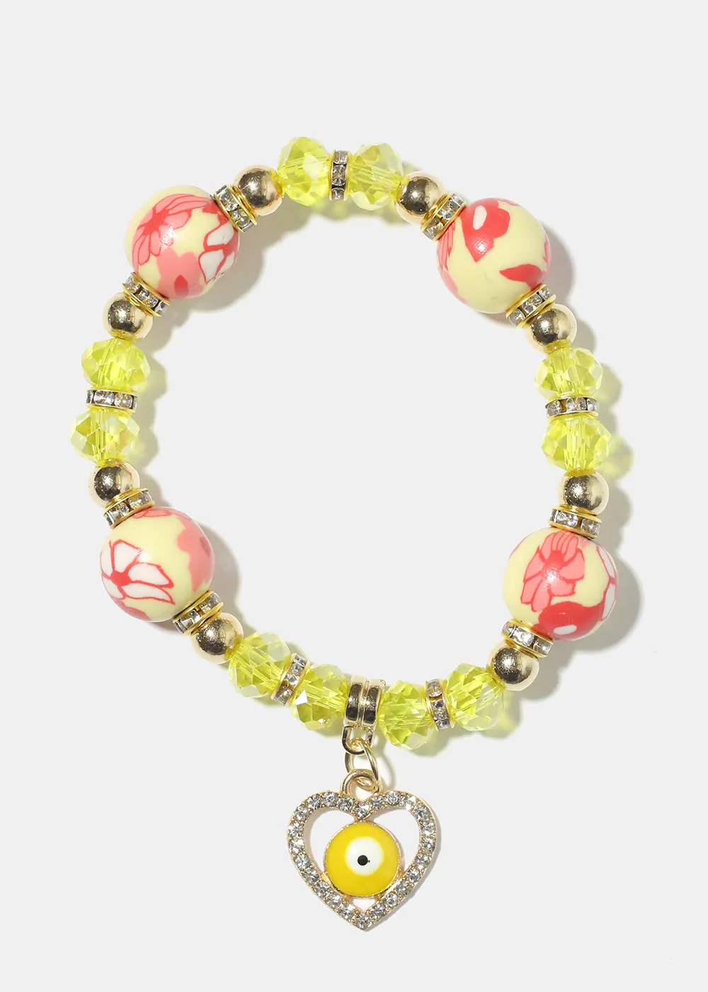 Heart Evil Eye Bead Bracelet