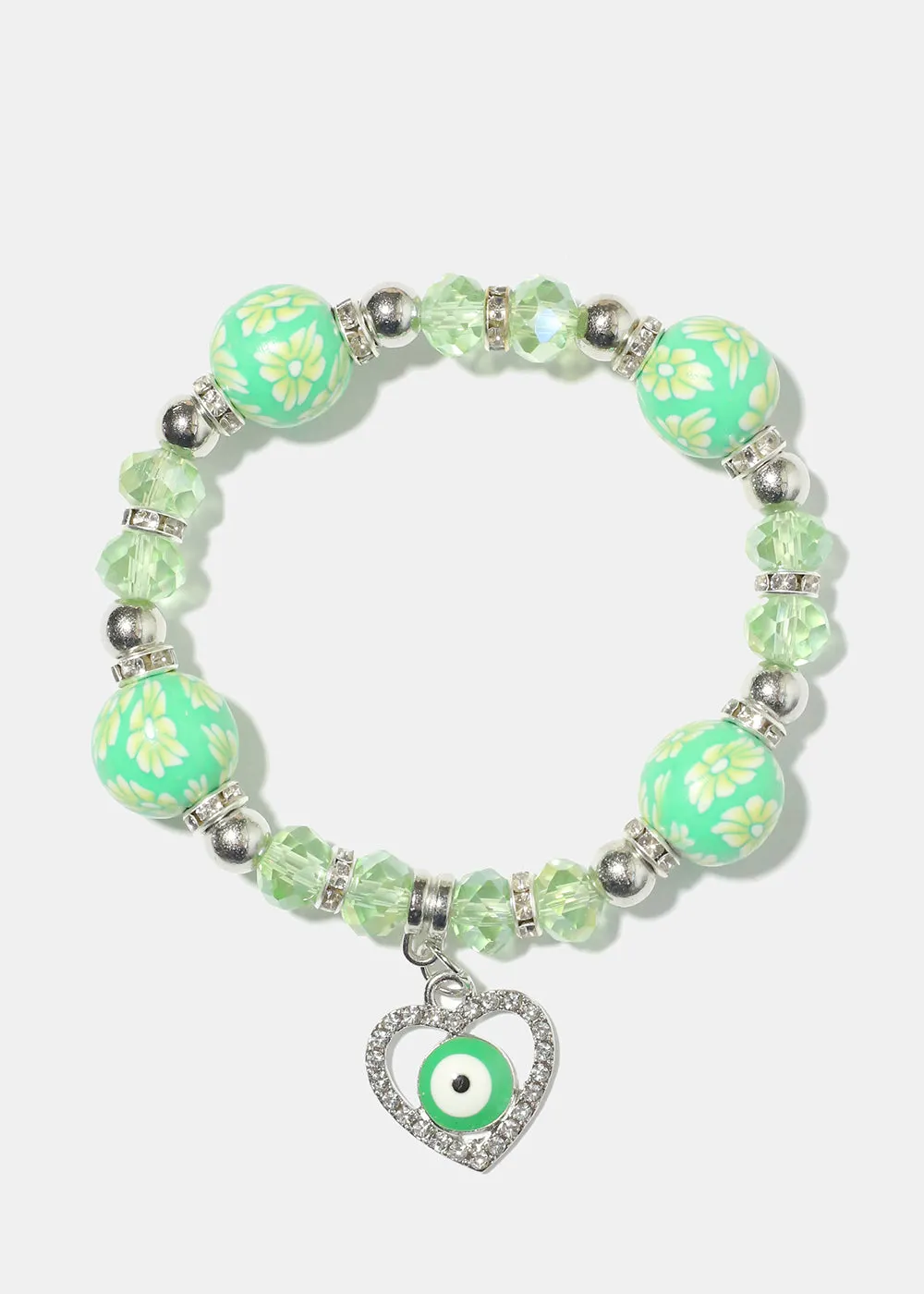 Heart Evil Eye Bead Bracelet