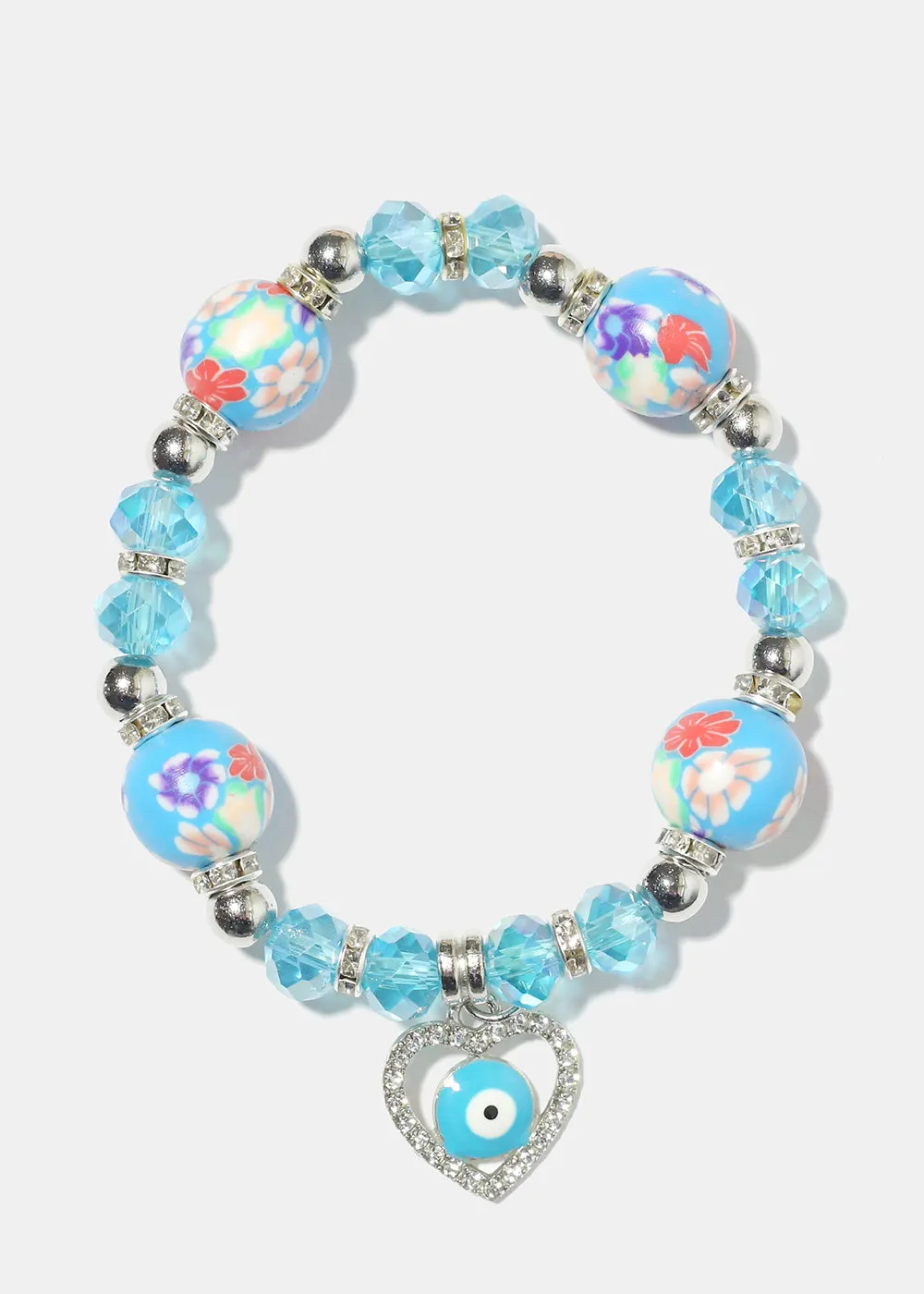 Heart Evil Eye Bead Bracelet