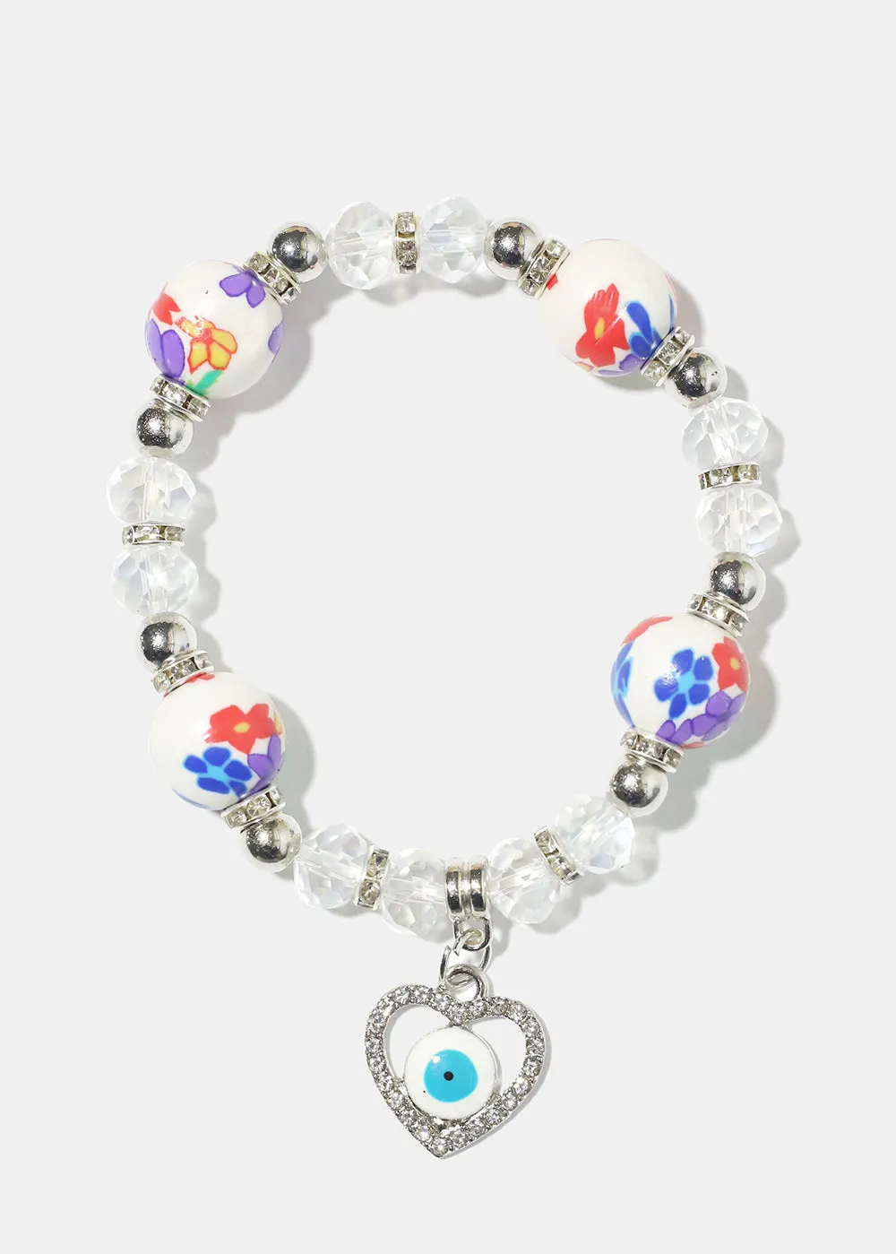 Heart Evil Eye Bead Bracelet