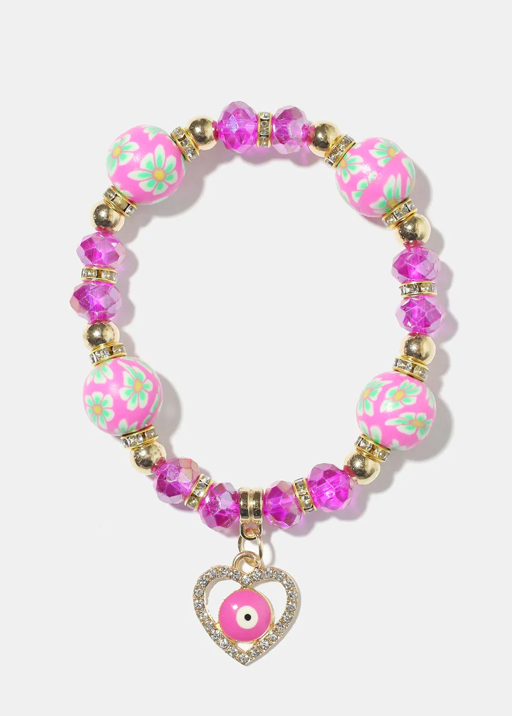 Heart Evil Eye Bead Bracelet