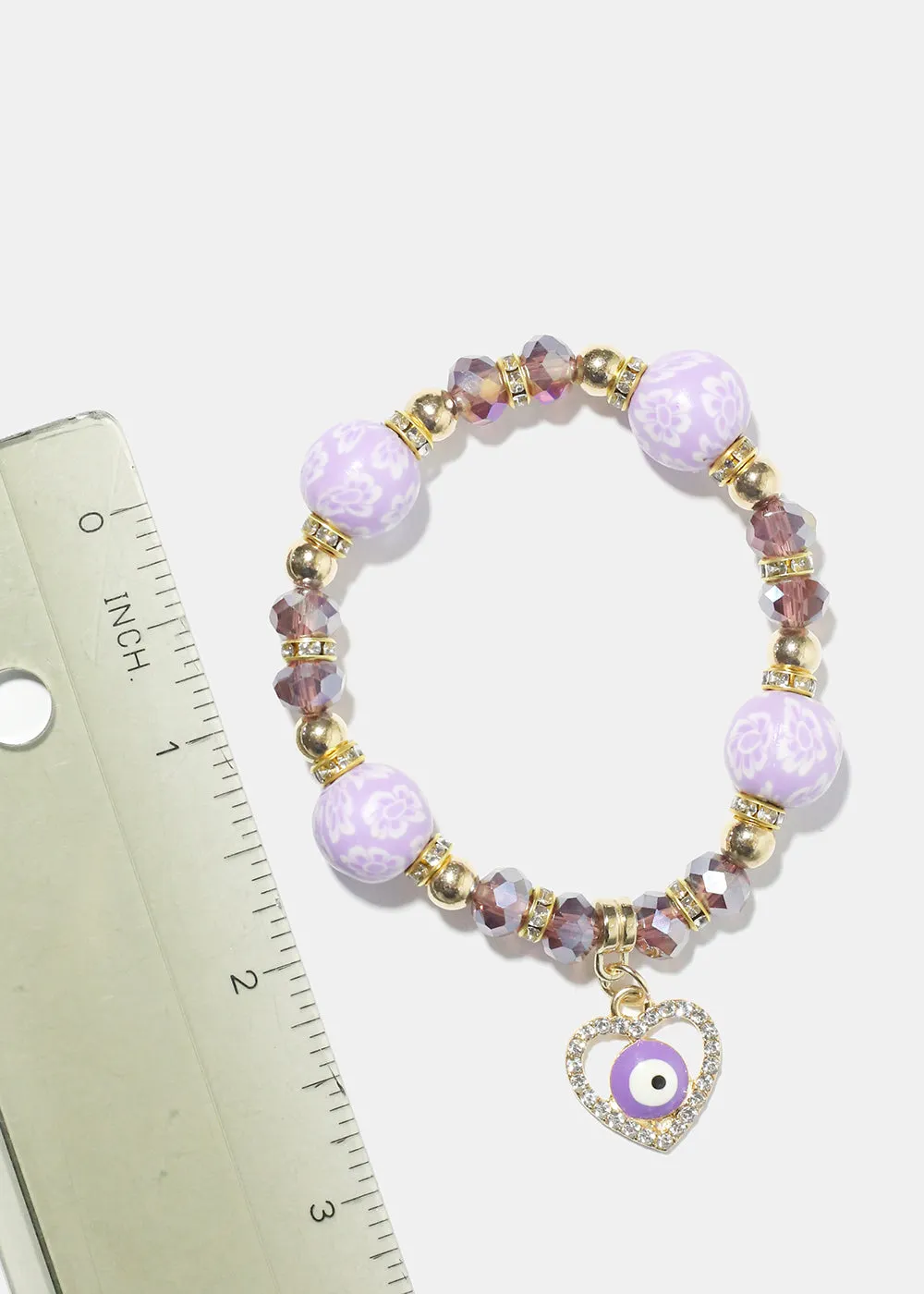 Heart Evil Eye Bead Bracelet