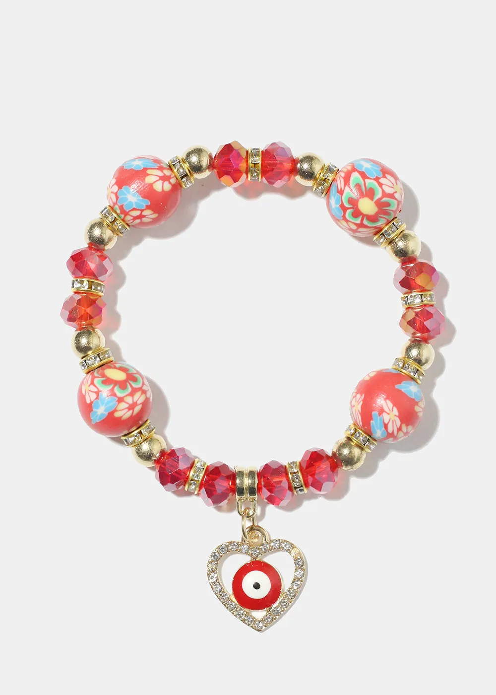Heart Evil Eye Bead Bracelet