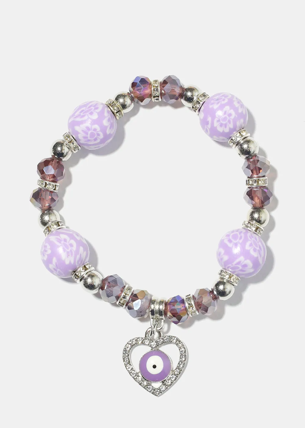 Heart Evil Eye Bead Bracelet
