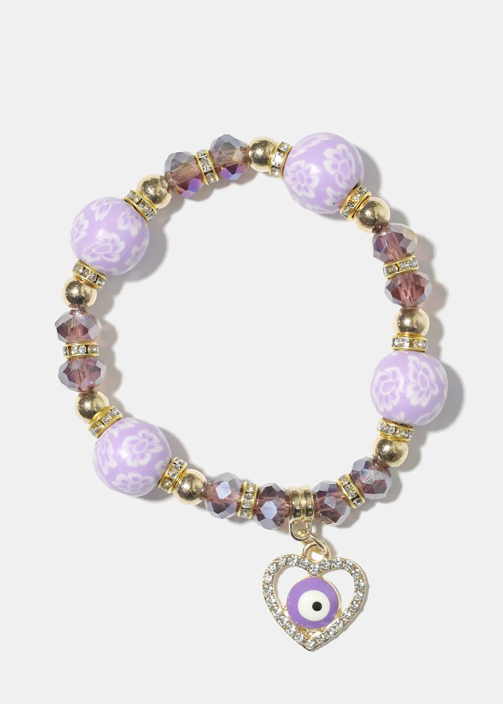 Heart Evil Eye Bead Bracelet
