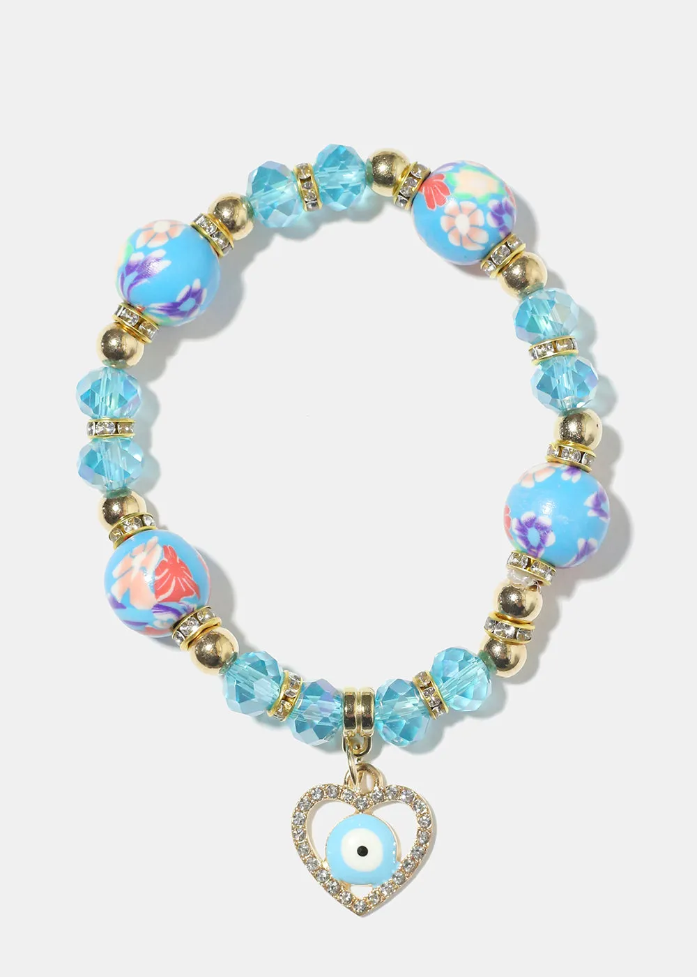 Heart Evil Eye Bead Bracelet