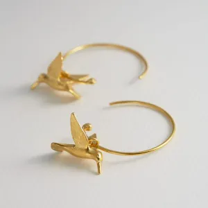 Hummingbird Hoop Earrings