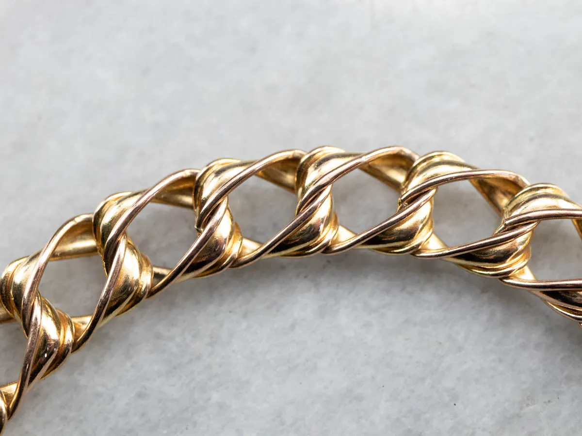 Italian Yellow Gold Twist Link Bracelet