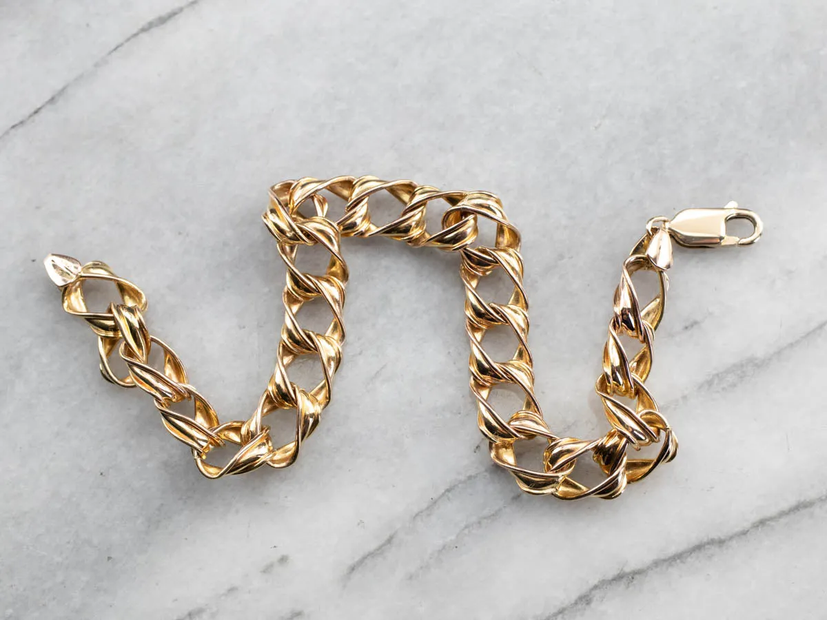 Italian Yellow Gold Twist Link Bracelet