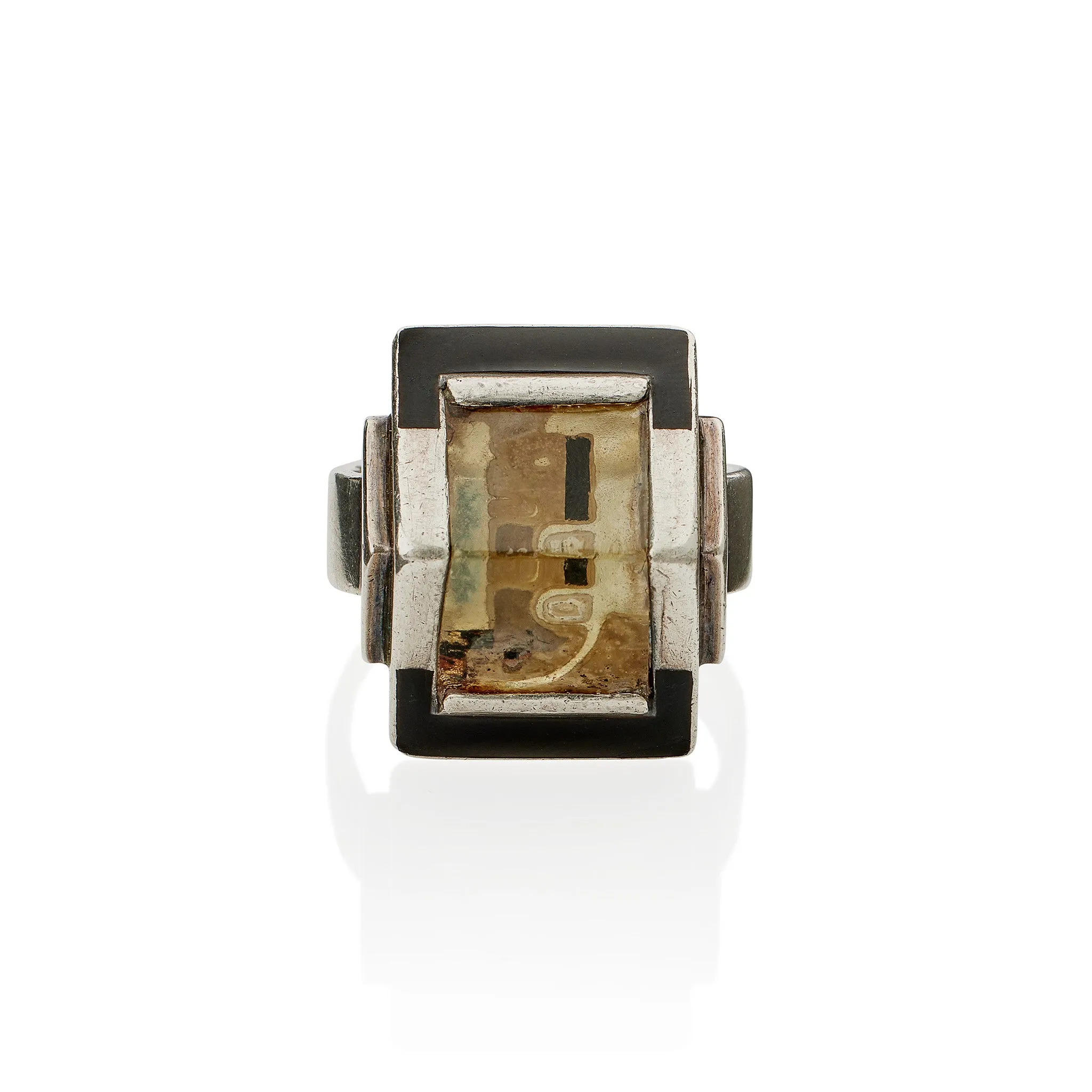 Jean Despr??s and ??tienne Cournault French Modernist "Bijoux-Glace" Ring