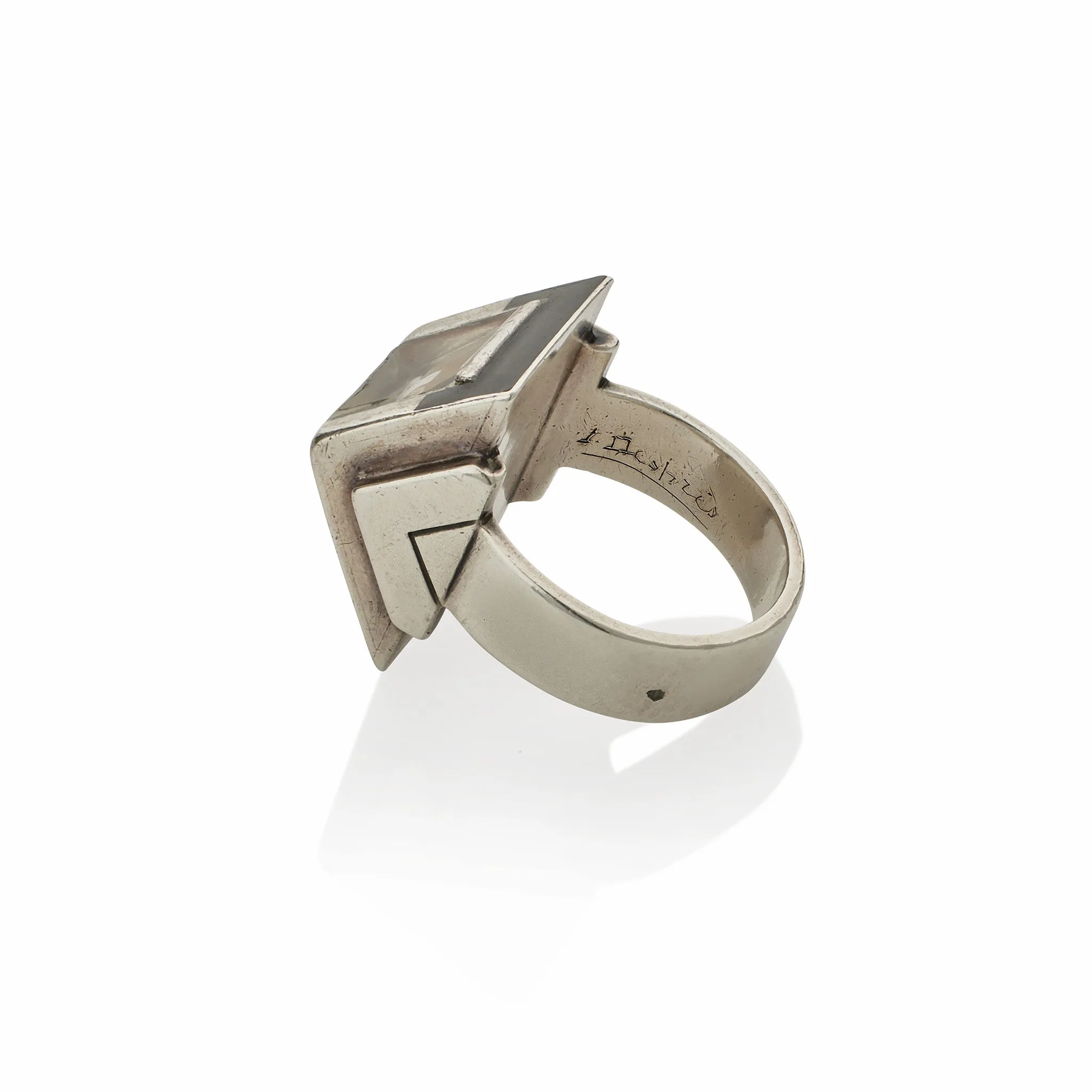 Jean Despr??s and ??tienne Cournault French Modernist "Bijoux-Glace" Ring