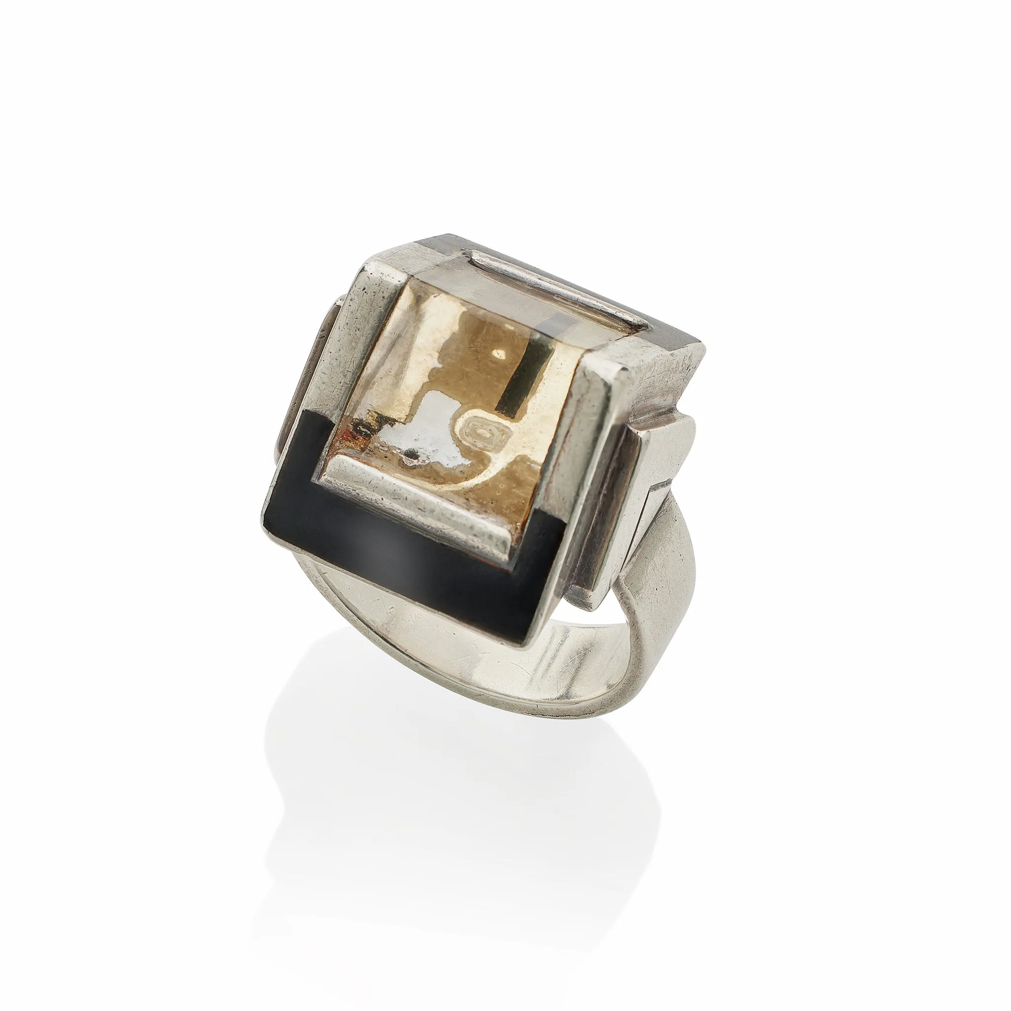 Jean Despr??s and ??tienne Cournault French Modernist "Bijoux-Glace" Ring