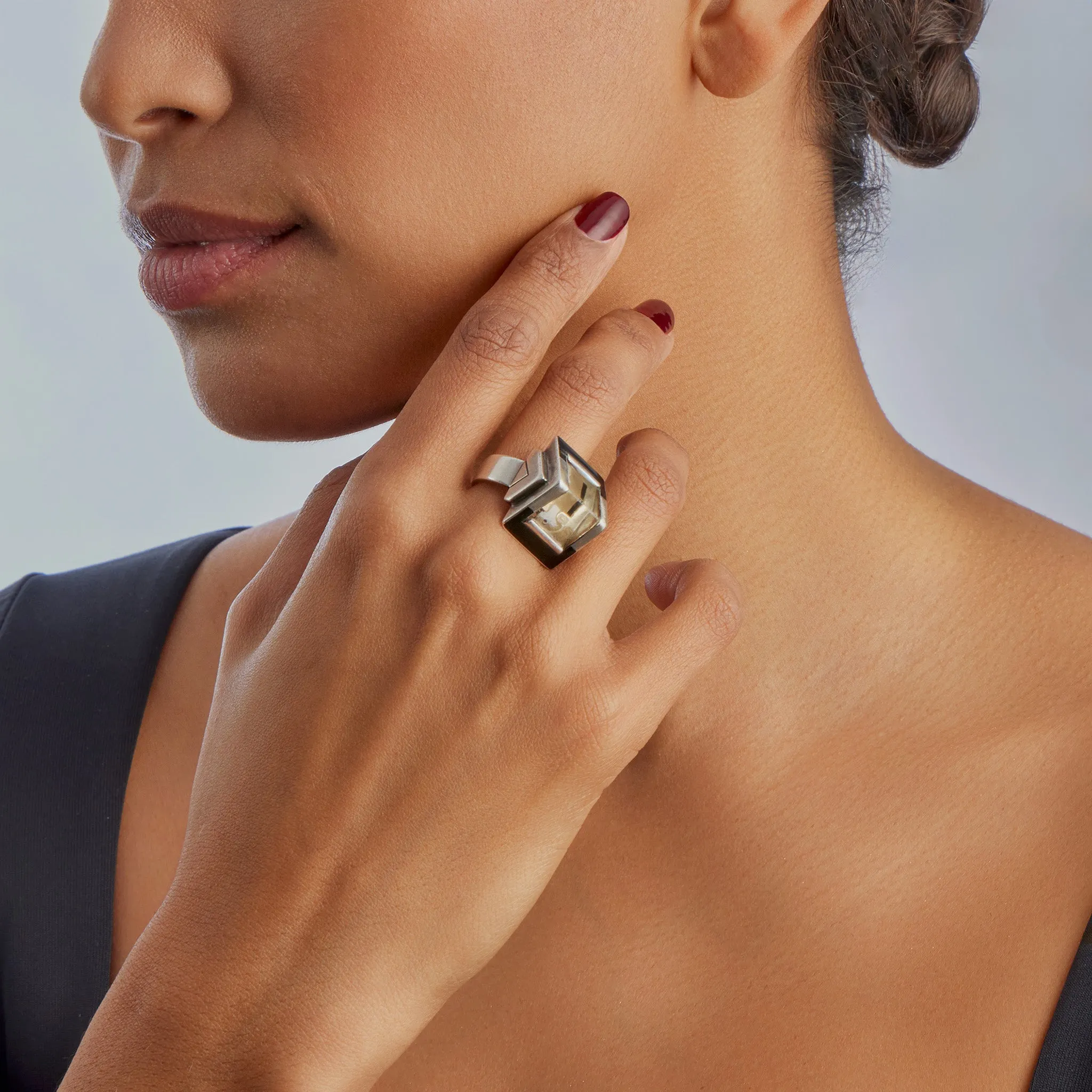 Jean Despr??s and ??tienne Cournault French Modernist "Bijoux-Glace" Ring