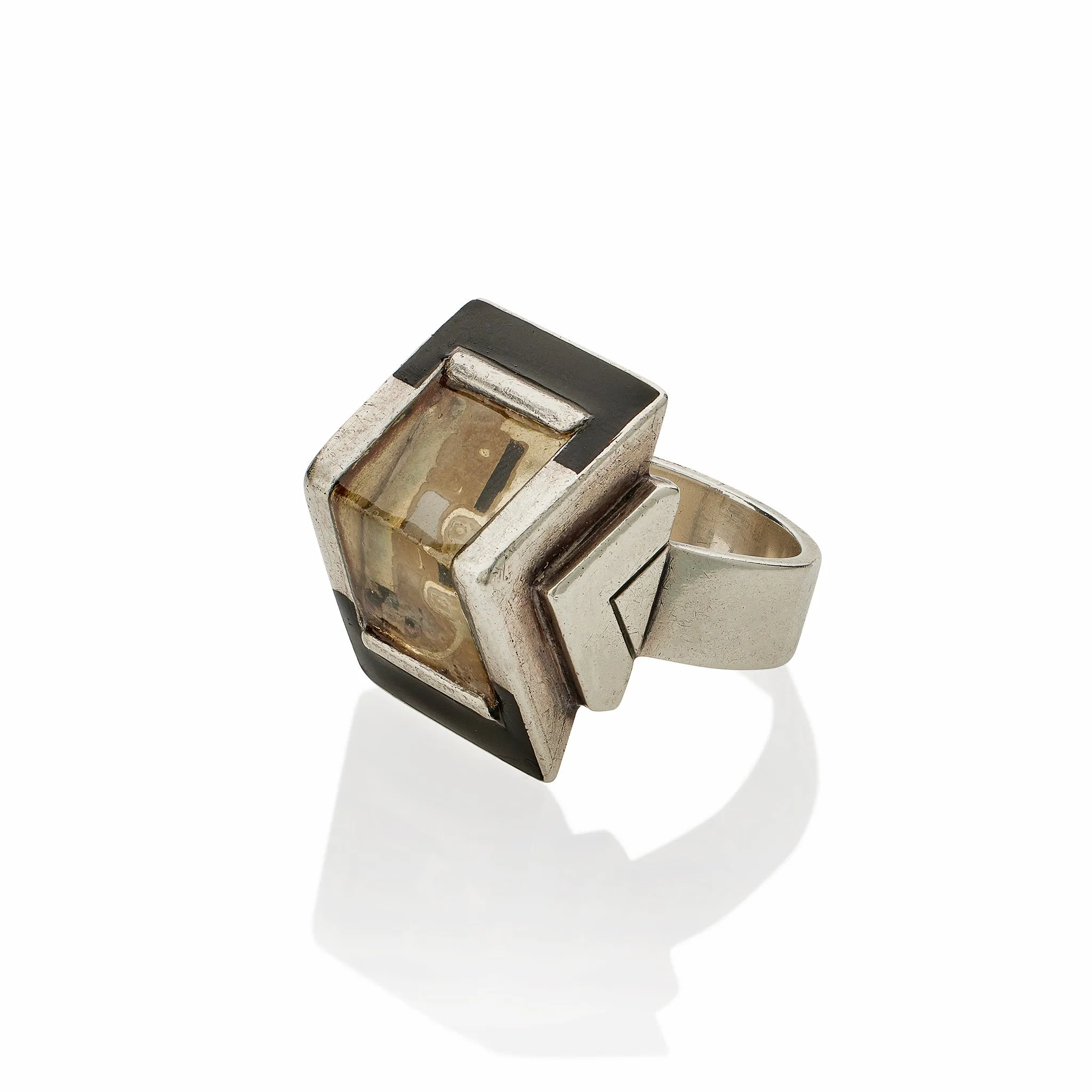 Jean Despr??s and ??tienne Cournault French Modernist "Bijoux-Glace" Ring