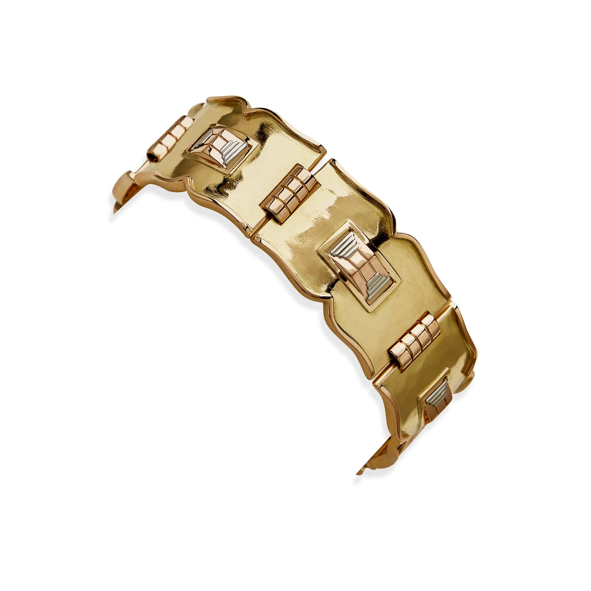 Jean Desprs French Modernist Tri-color Gold Bracelet