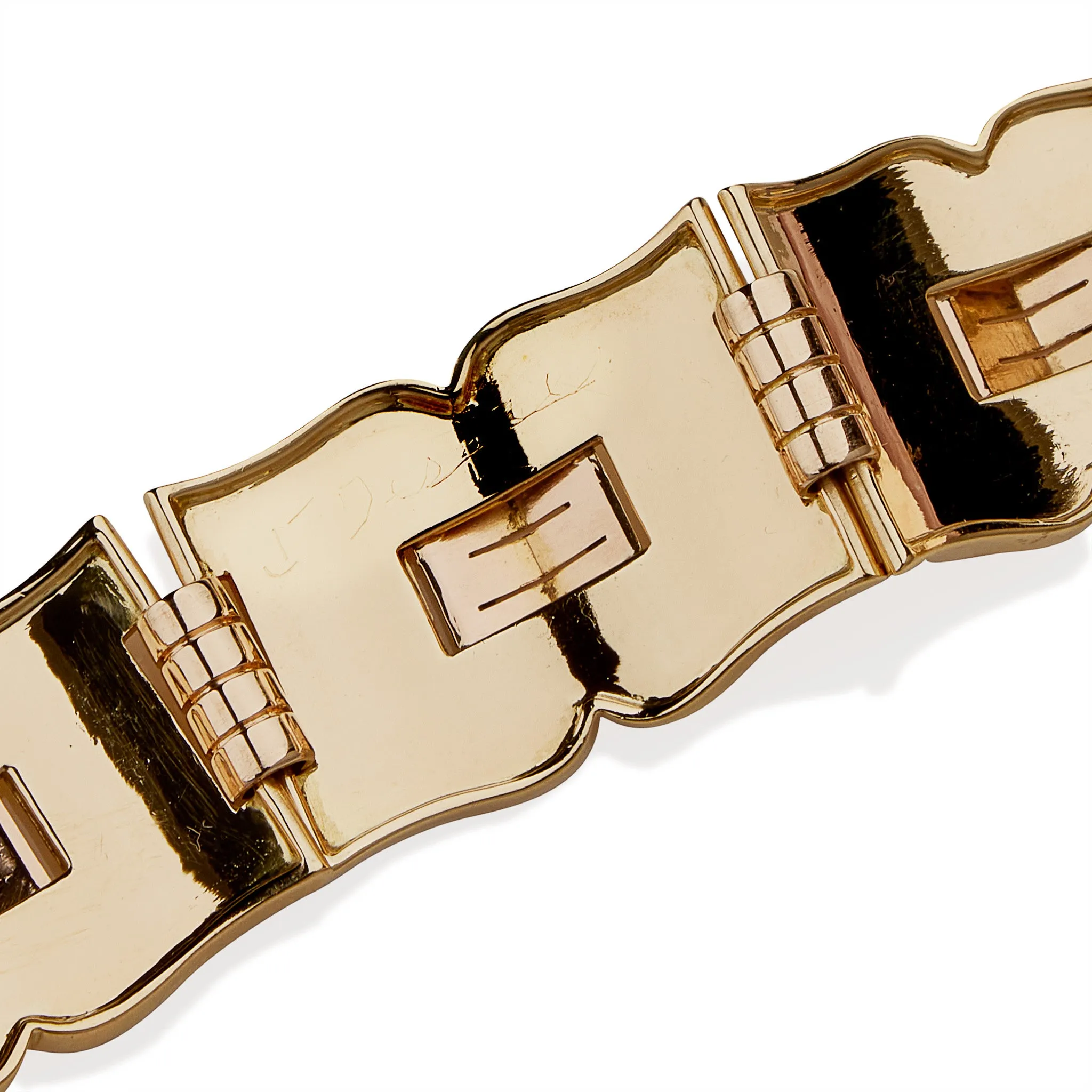 Jean Desprs French Modernist Tri-color Gold Bracelet