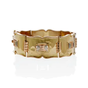 Jean Desprs French Modernist Tri-color Gold Bracelet