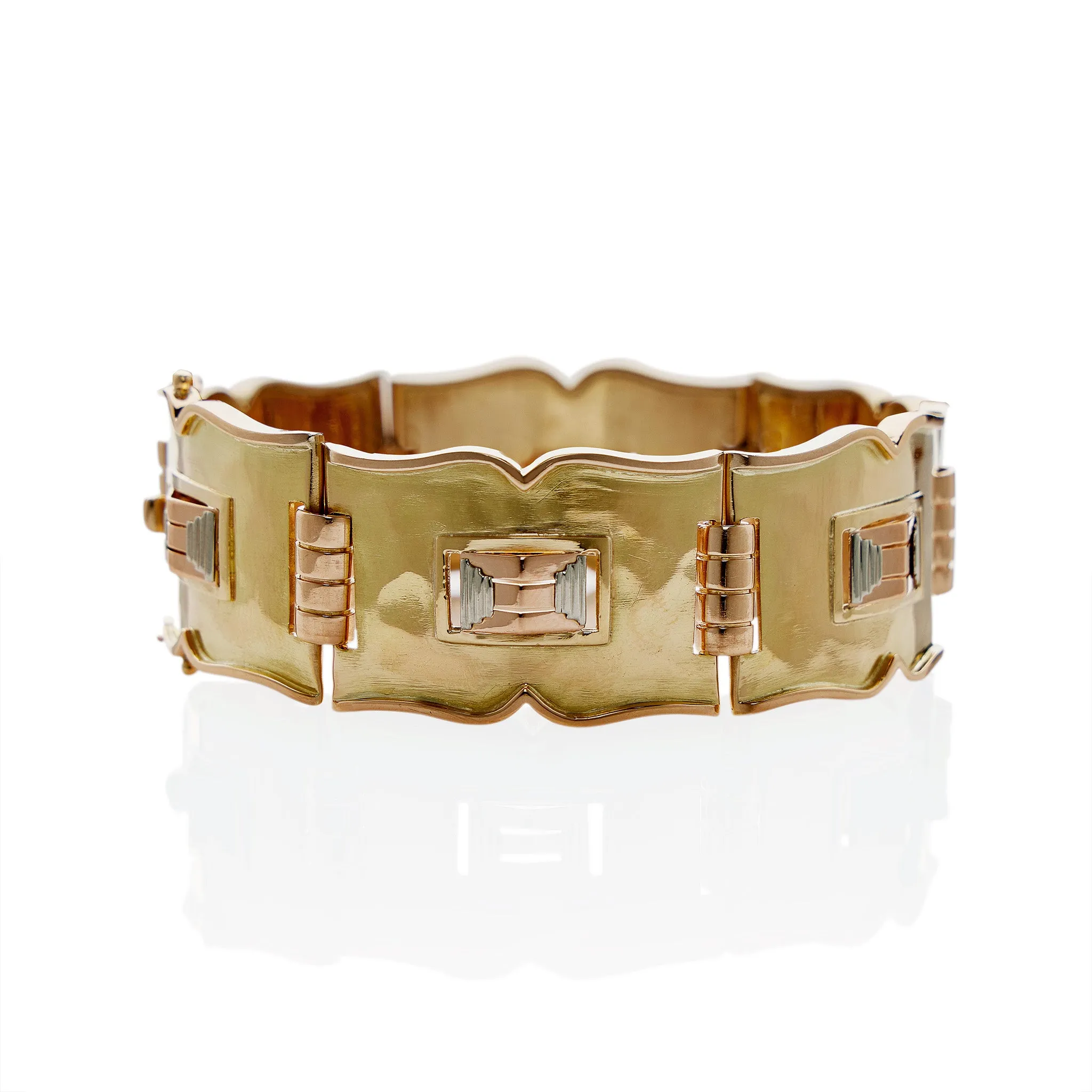 Jean Desprs French Modernist Tri-color Gold Bracelet
