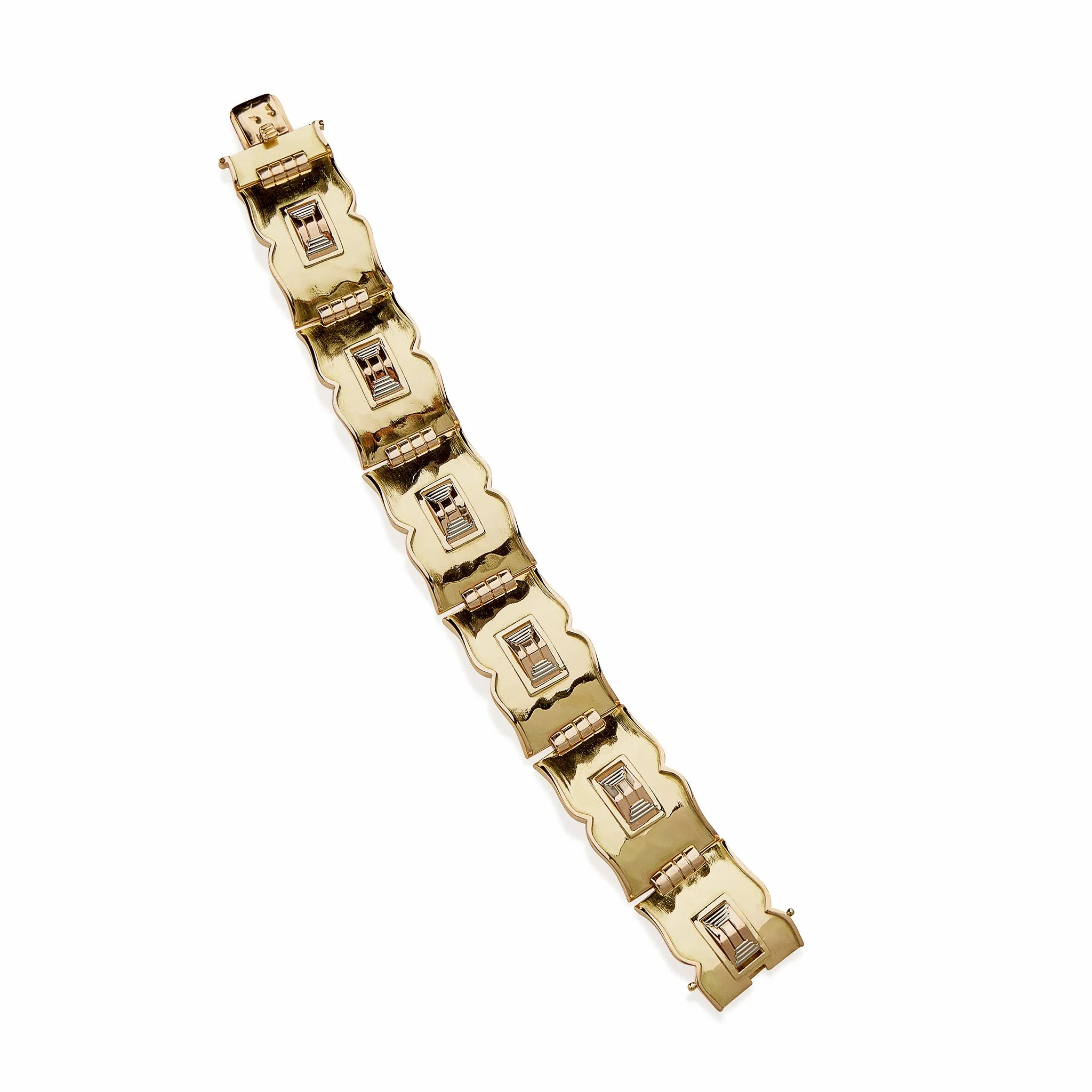 Jean Desprs French Modernist Tri-color Gold Bracelet