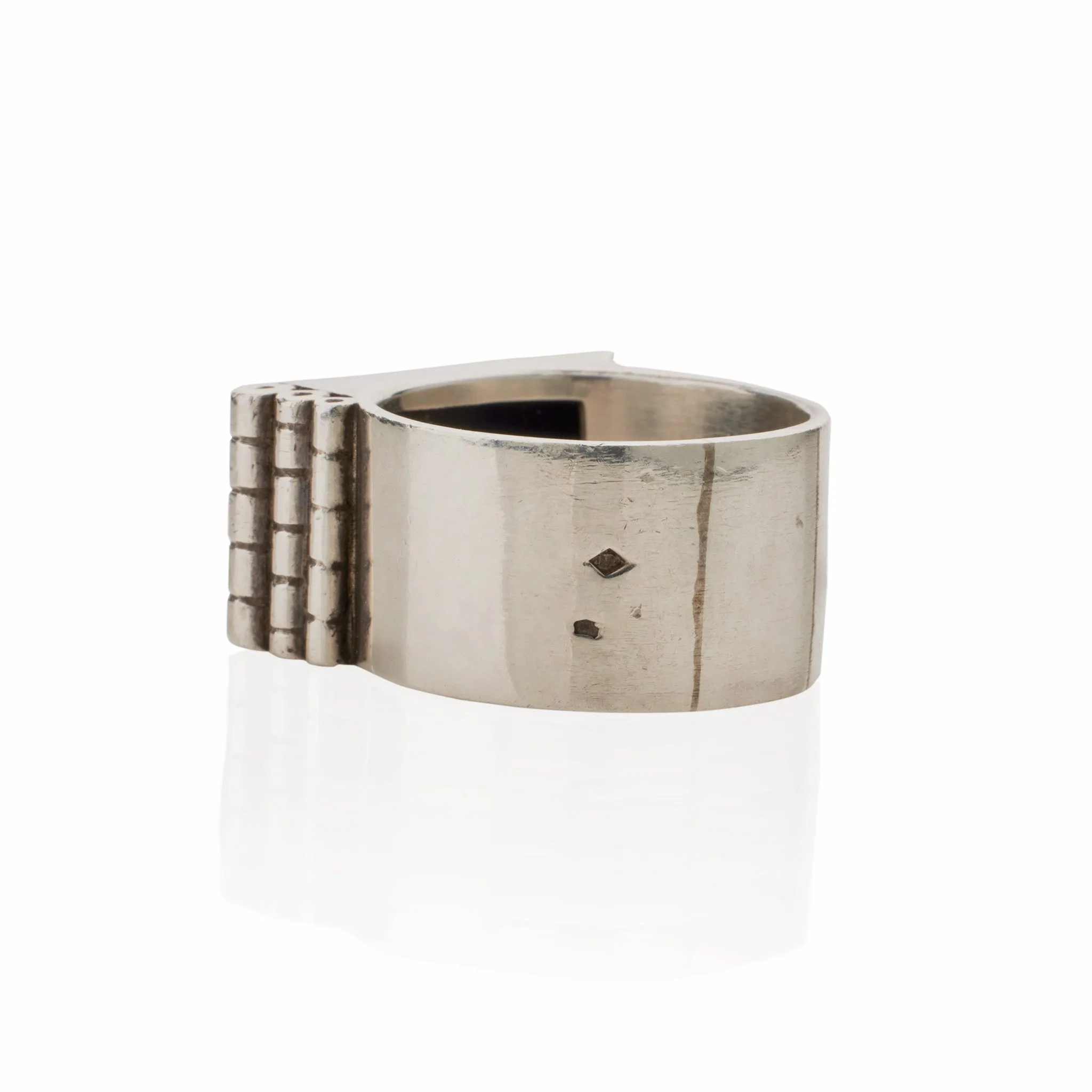 Jean Desprs Modernist Silver and Onyx "Bijoux Moteurs" Ring