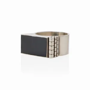 Jean Desprs Modernist Silver and Onyx "Bijoux Moteurs" Ring