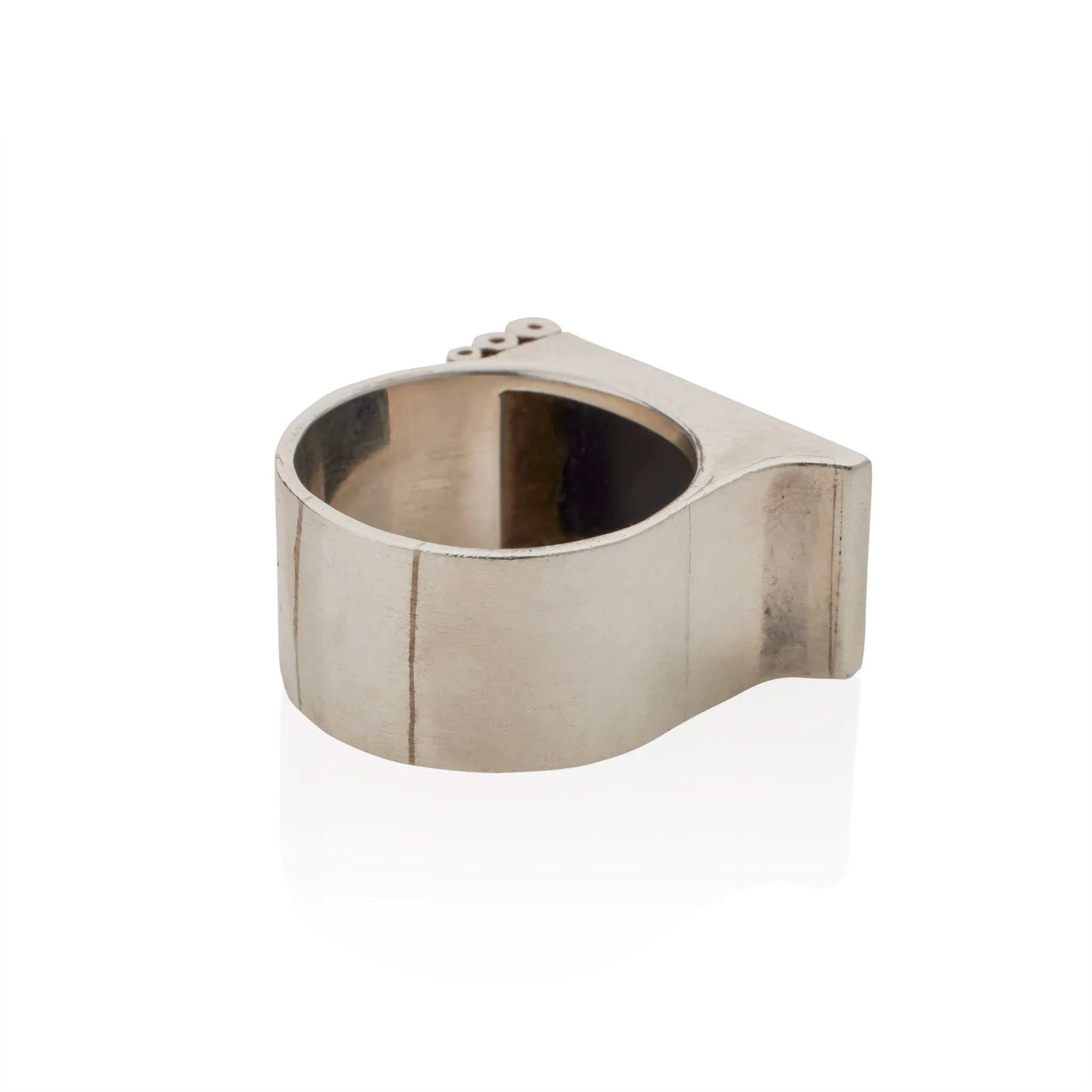 Jean Desprs Modernist Silver and Onyx "Bijoux Moteurs" Ring