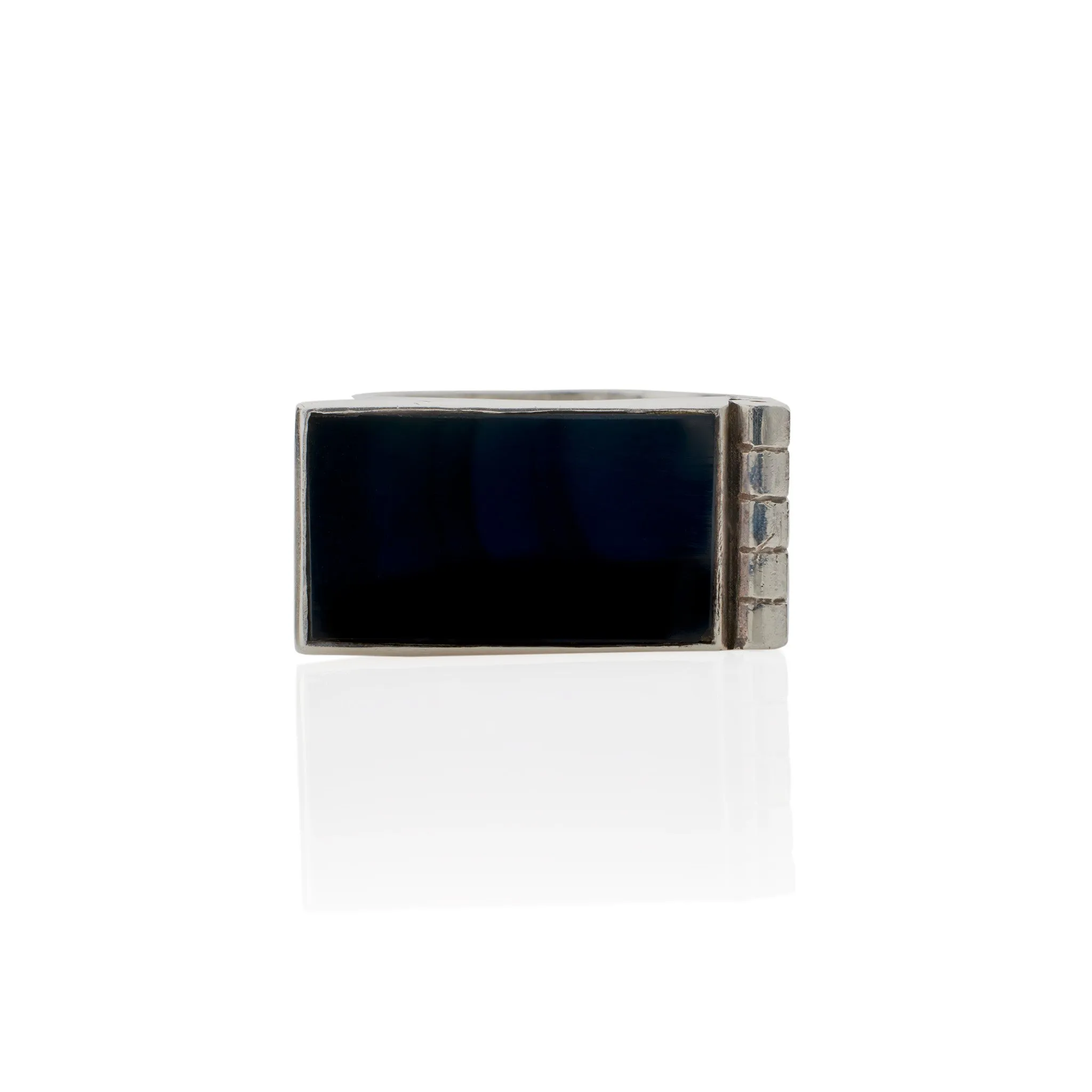 Jean Desprs Modernist Silver and Onyx "Bijoux Moteurs" Ring