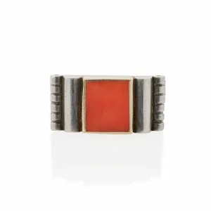 Jean Desprs Silver and Coral Ring