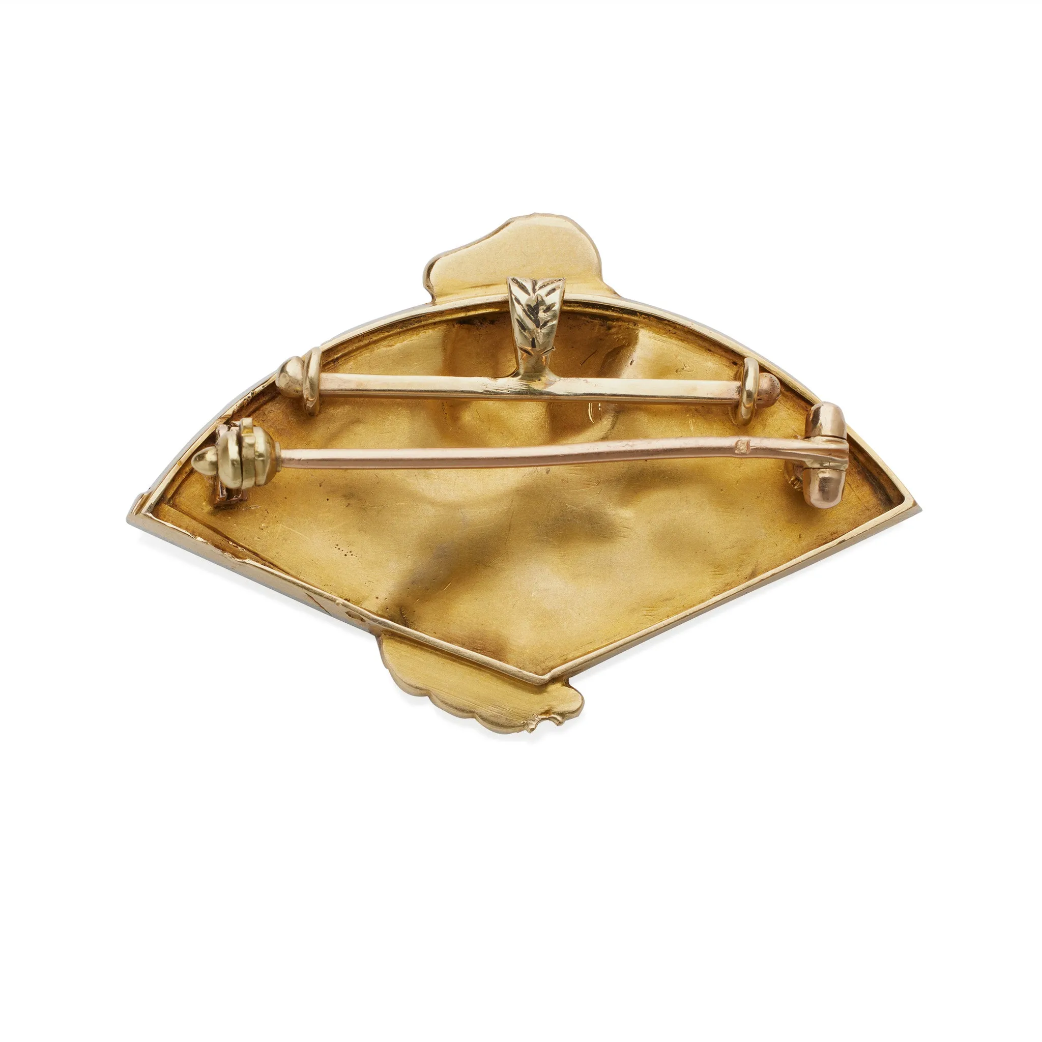 Jules Chret Art Nouveau 18K Gold and Rose-cut Diamond Brooch