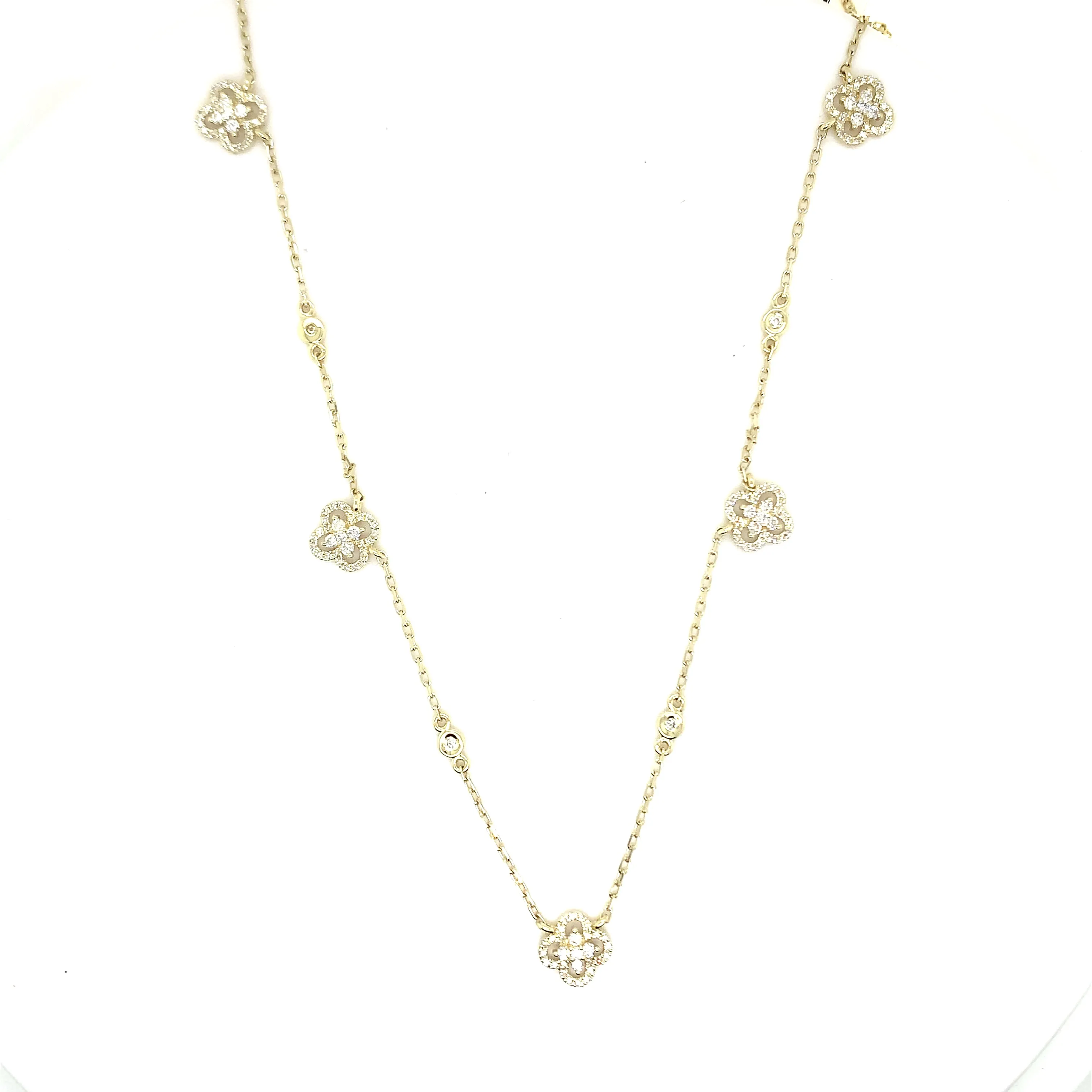 Lady's Diamond Clover Station Necklace
