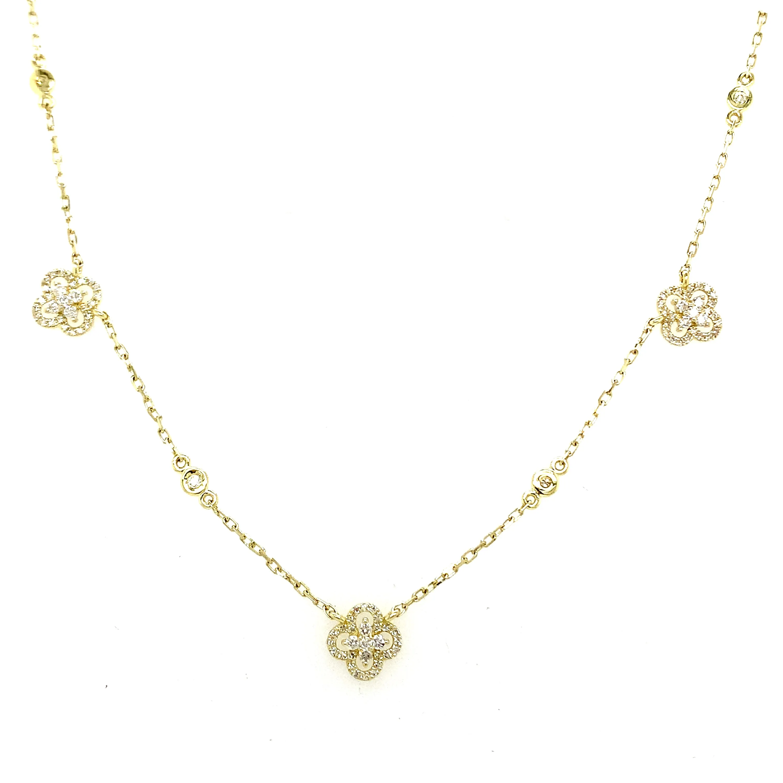 Lady's Diamond Clover Station Necklace