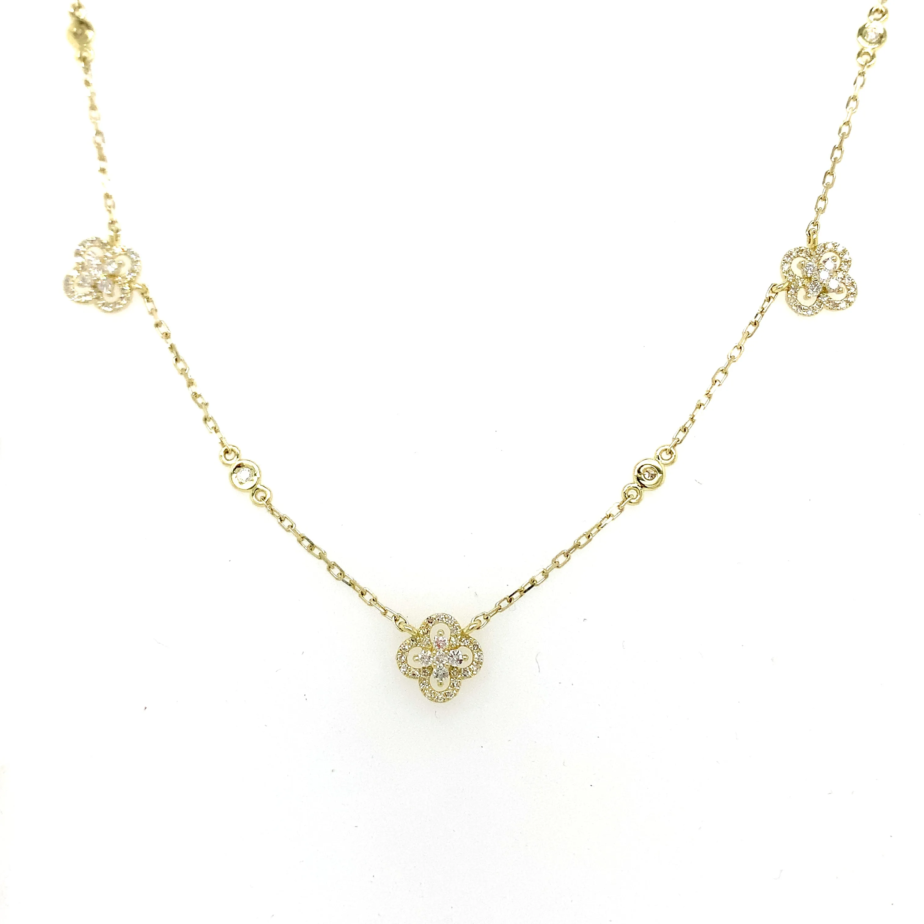 Lady's Diamond Clover Station Necklace