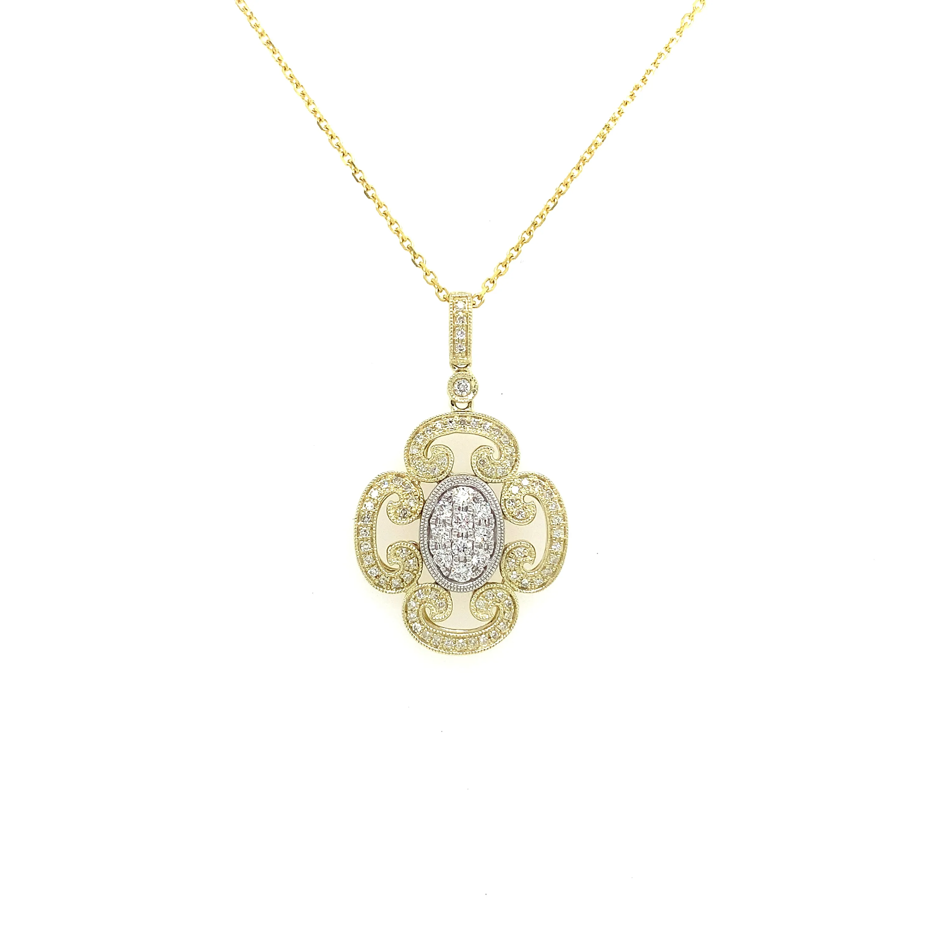 Lady's Vintage Inspirated Two-Tone Pendant
