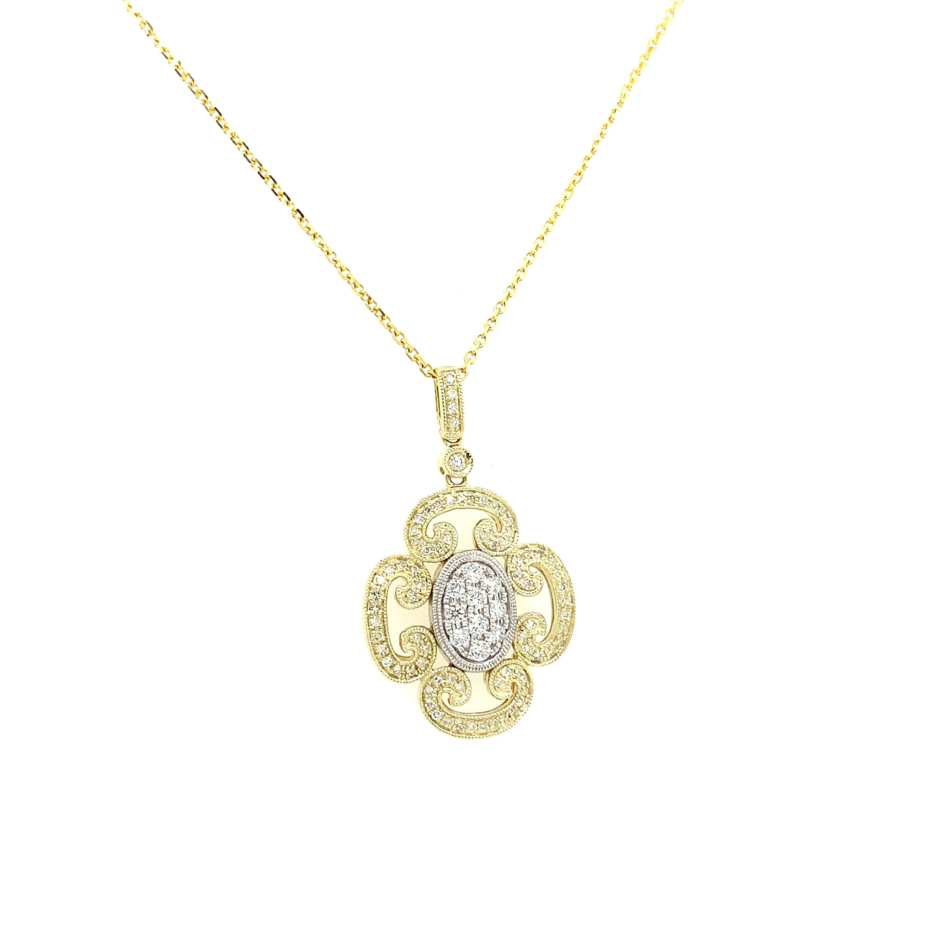 Lady's Vintage Inspirated Two-Tone Pendant