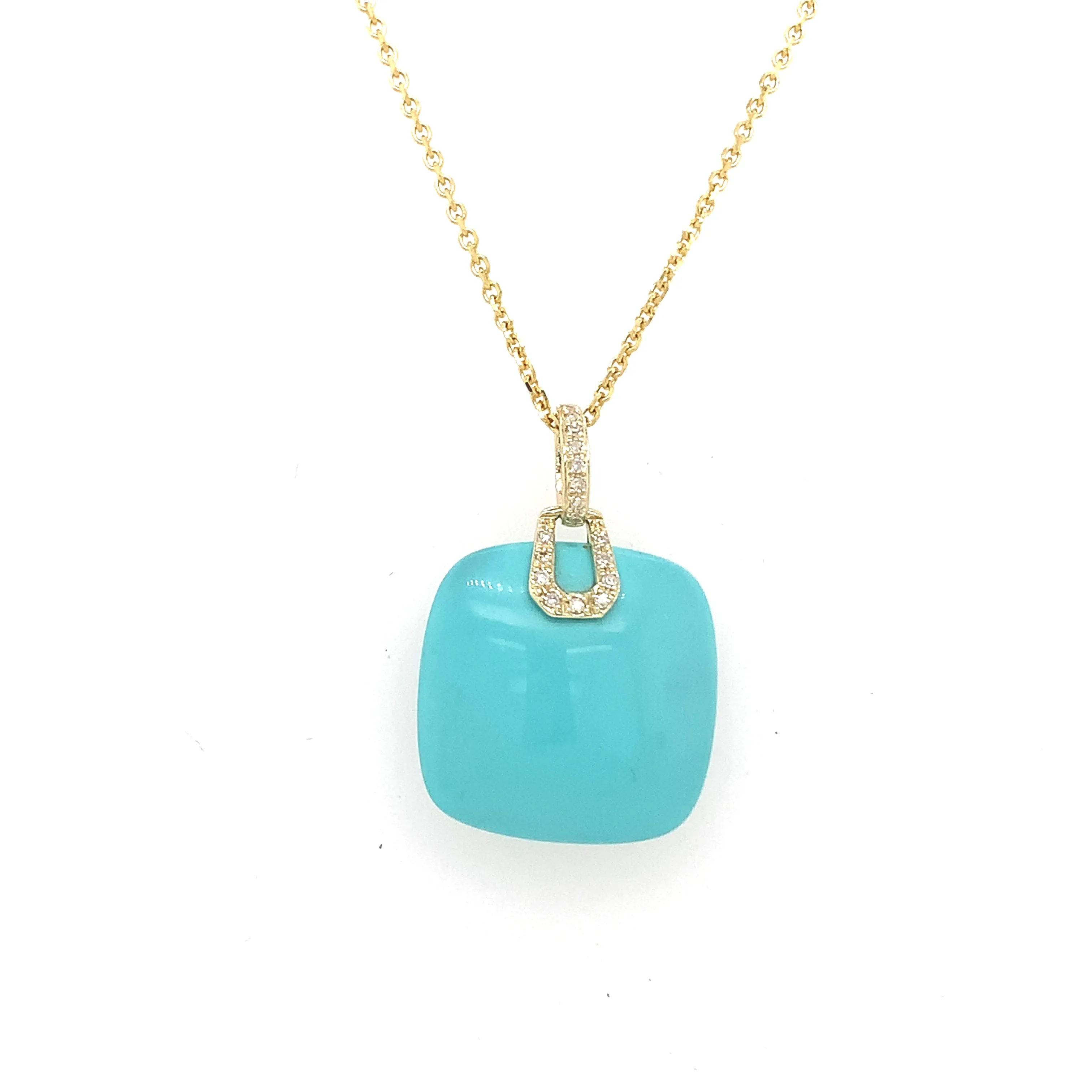 Lady's Yellow Gold Turquoise and Diamond Necklace