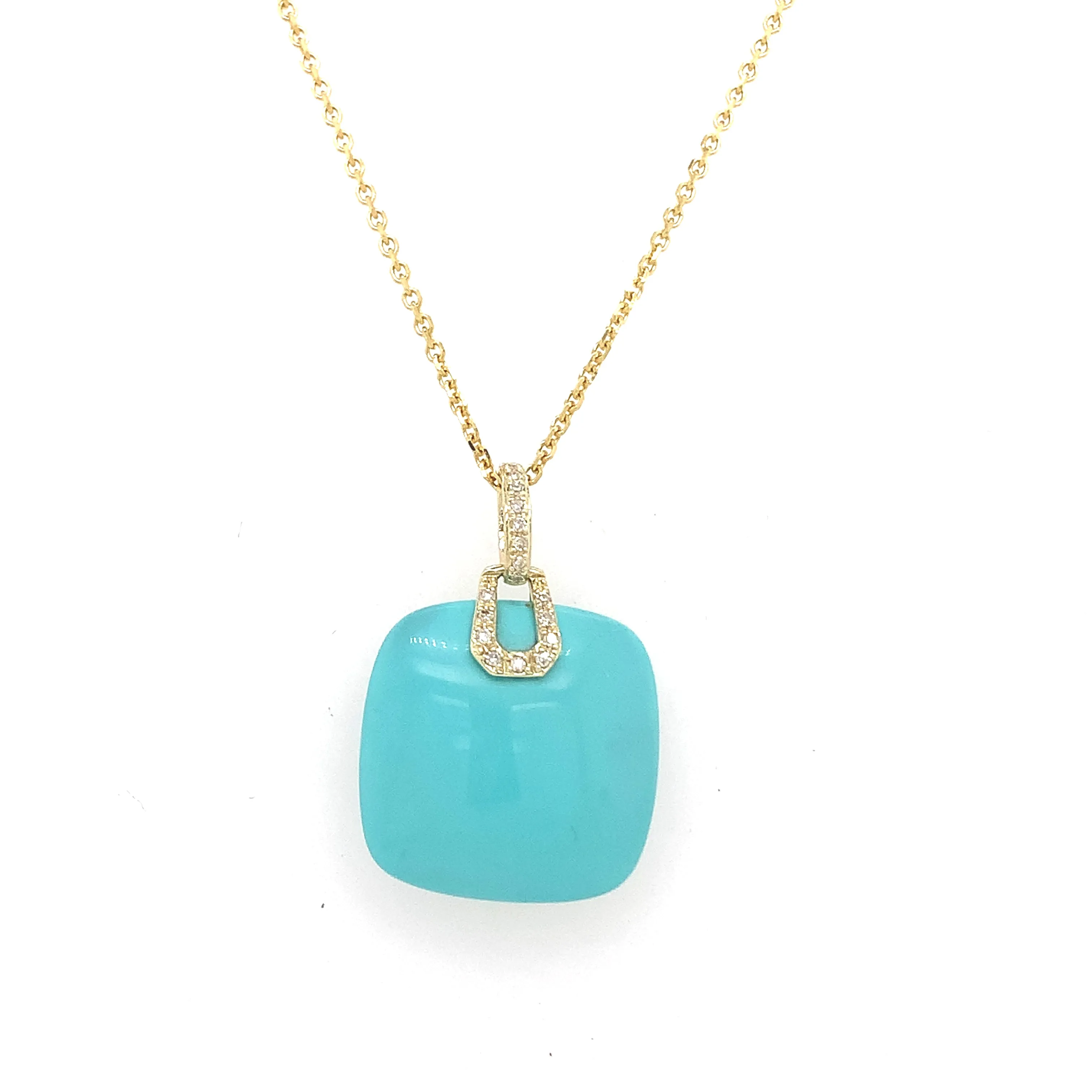 Lady's Yellow Gold Turquoise and Diamond Necklace
