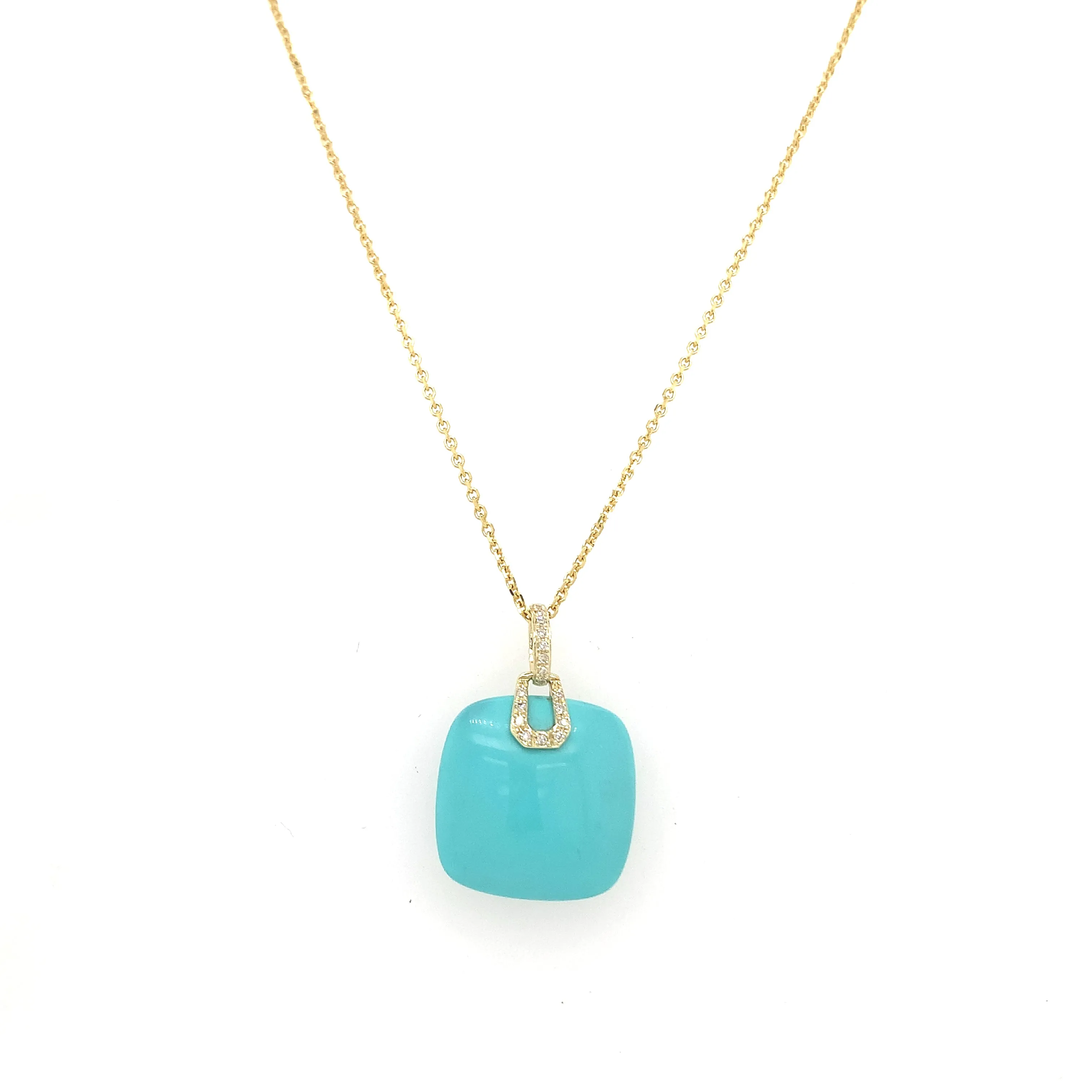 Lady's Yellow Gold Turquoise and Diamond Necklace