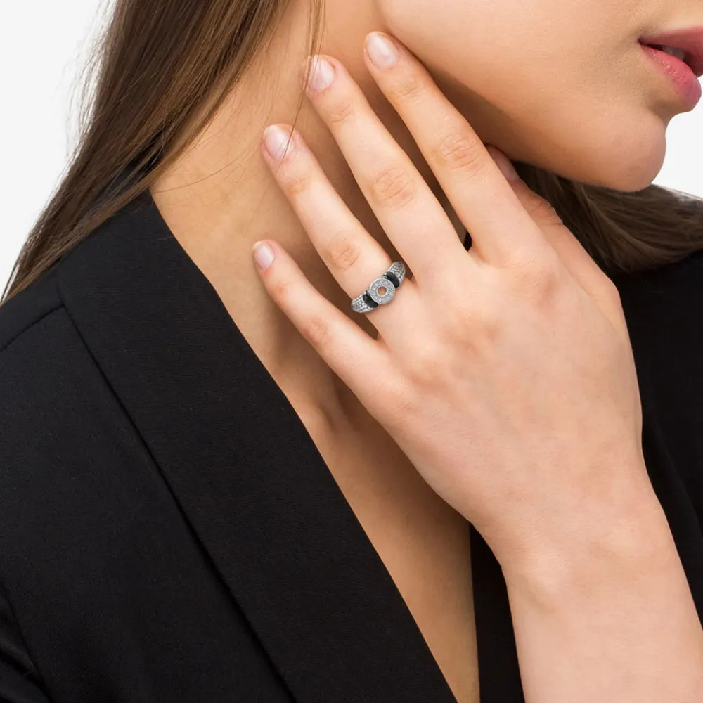 Lagos Ceramic and Diamond Circle Ring