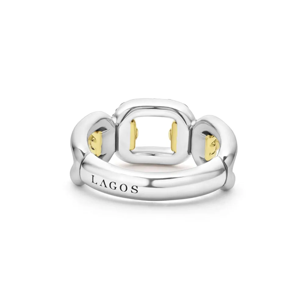 Lagos Signature Caviar Two-Tone Link Diamond Ring