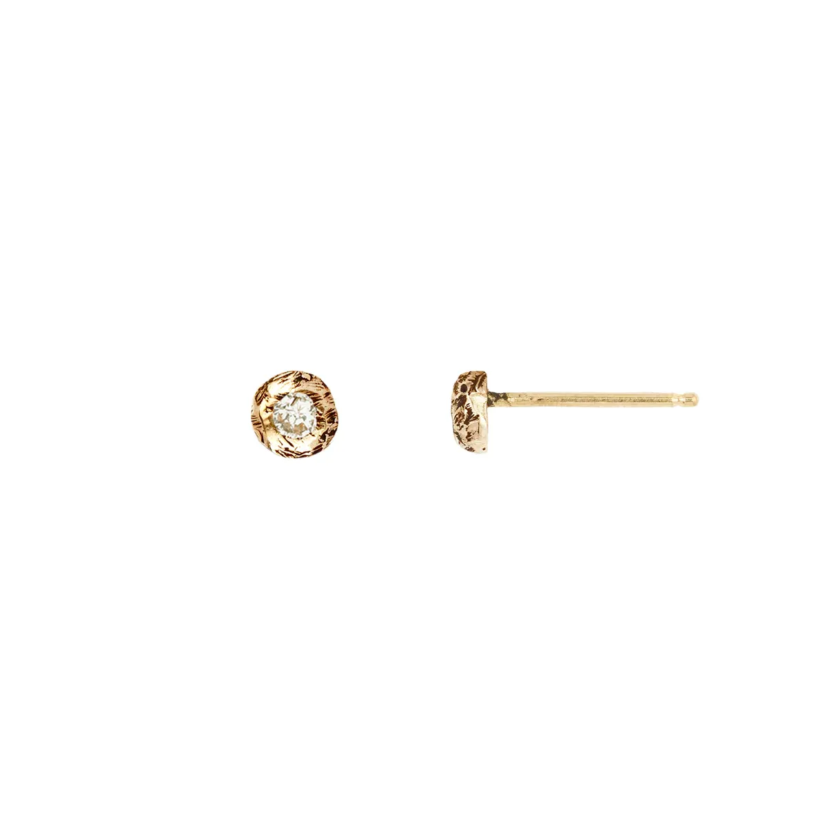 Large Diamond Set 14K Gold Studs