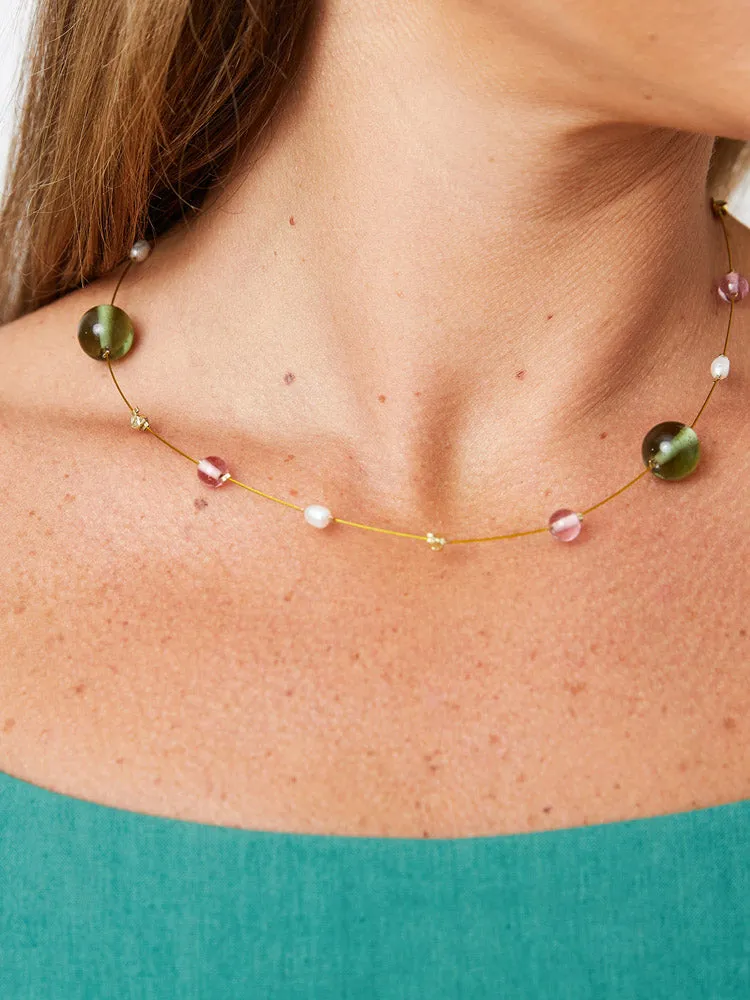 Laurel Beaded Necklace - Gold