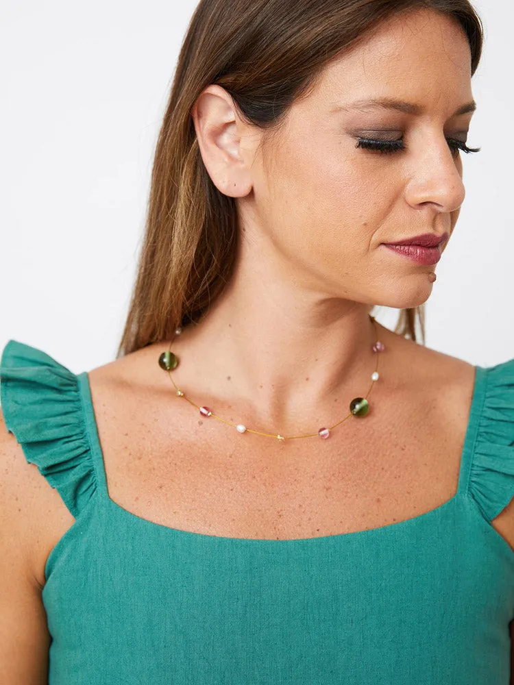 Laurel Beaded Necklace - Gold