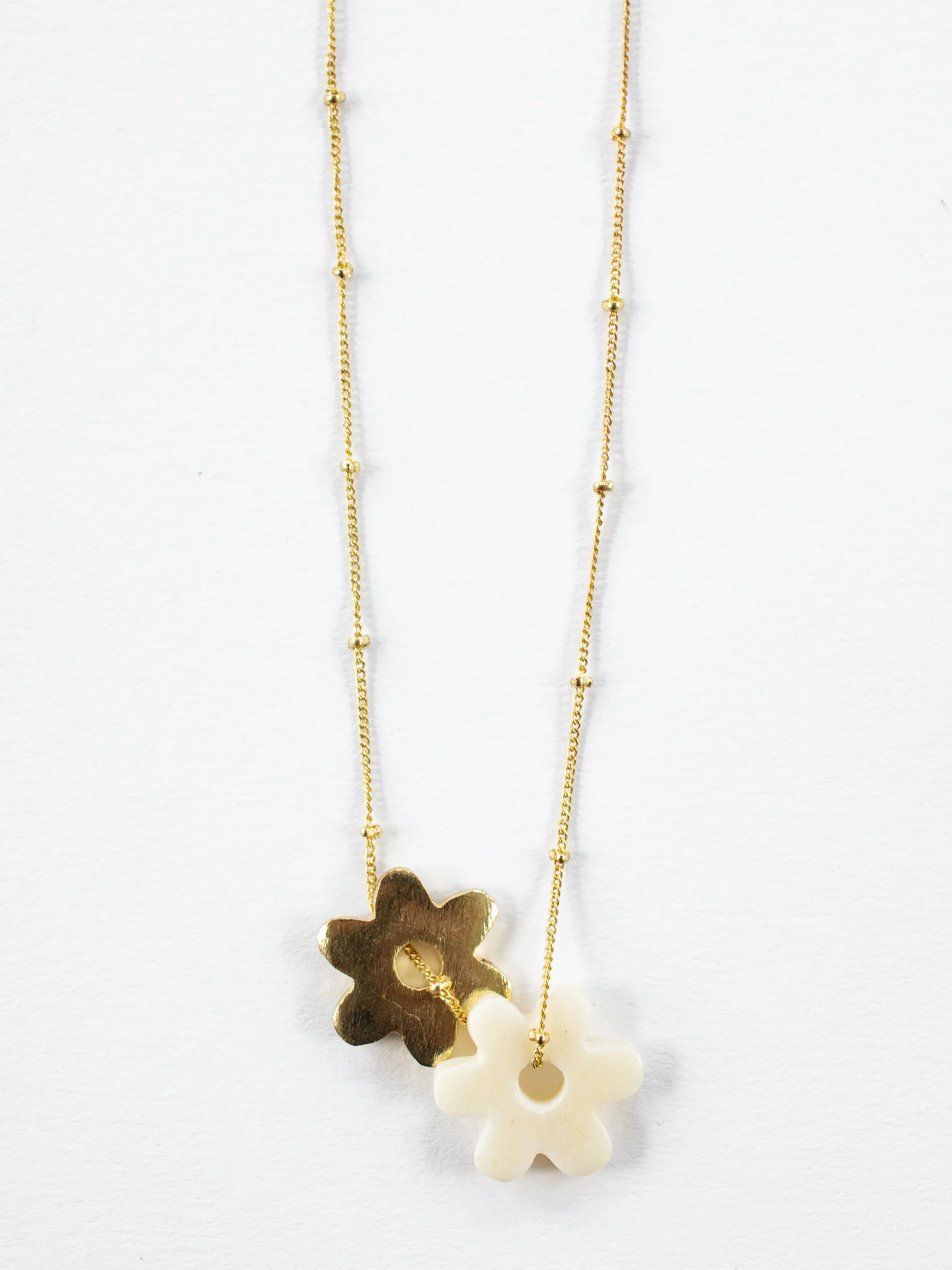 Layered Flower Necklace - Gold