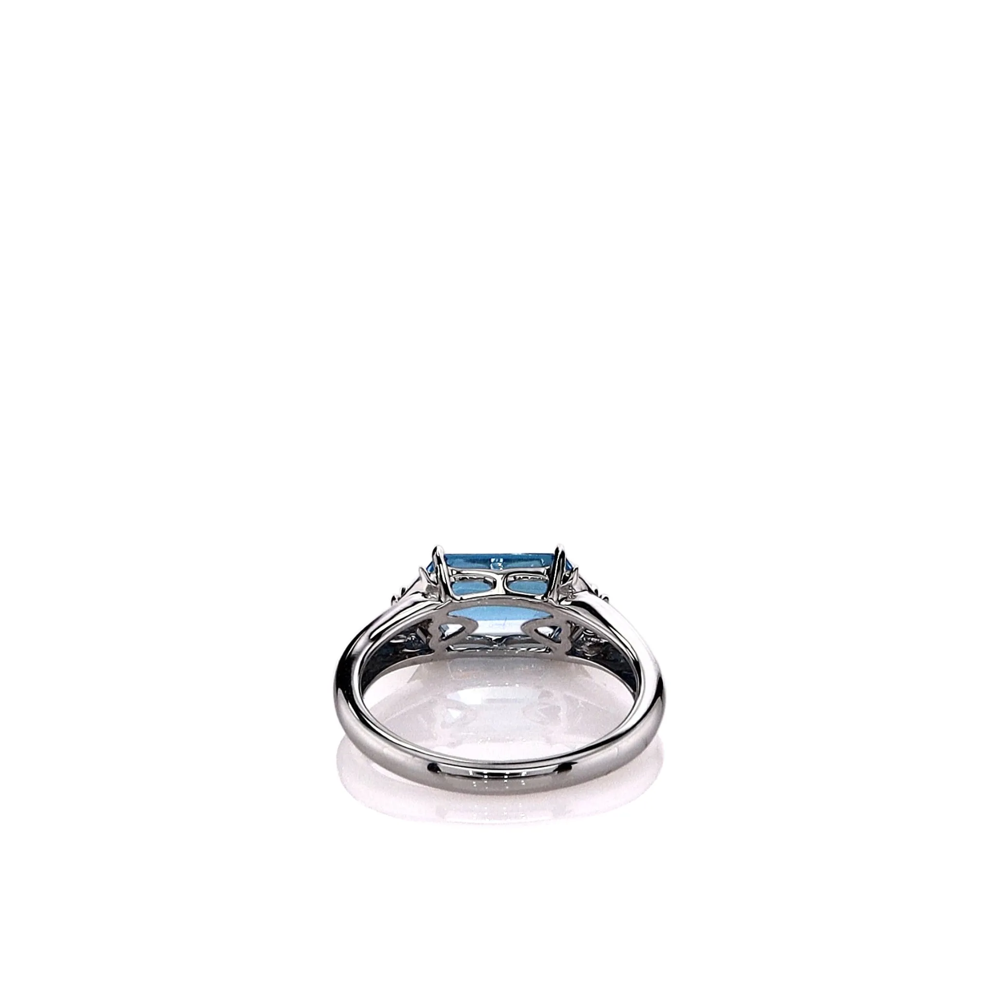 Lisa Nik 18k White Gold Blue Topaz and Diamond East and West Ring